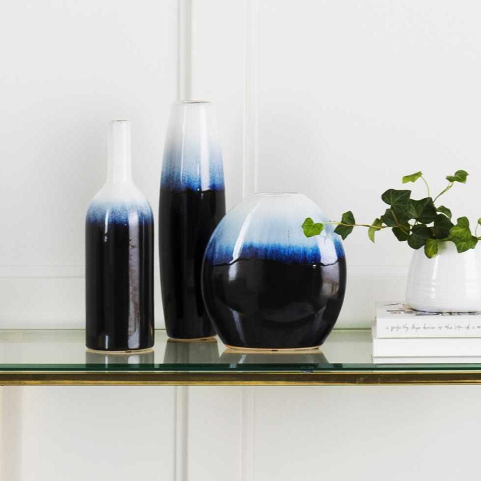 Pitfour Blue White Ceramic Outdoor Vase Set - Ornate Home