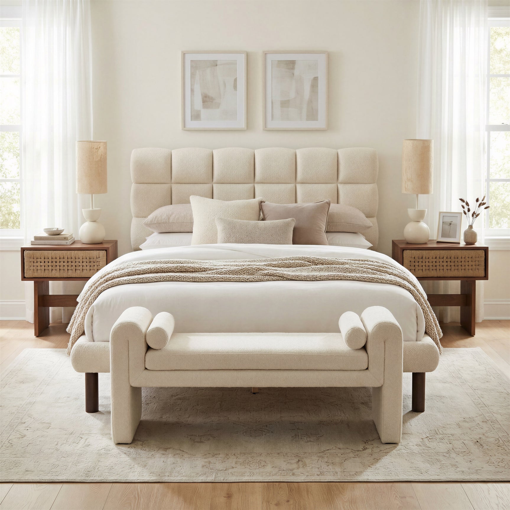 Placid Beige Queen Bed - Ornate Home