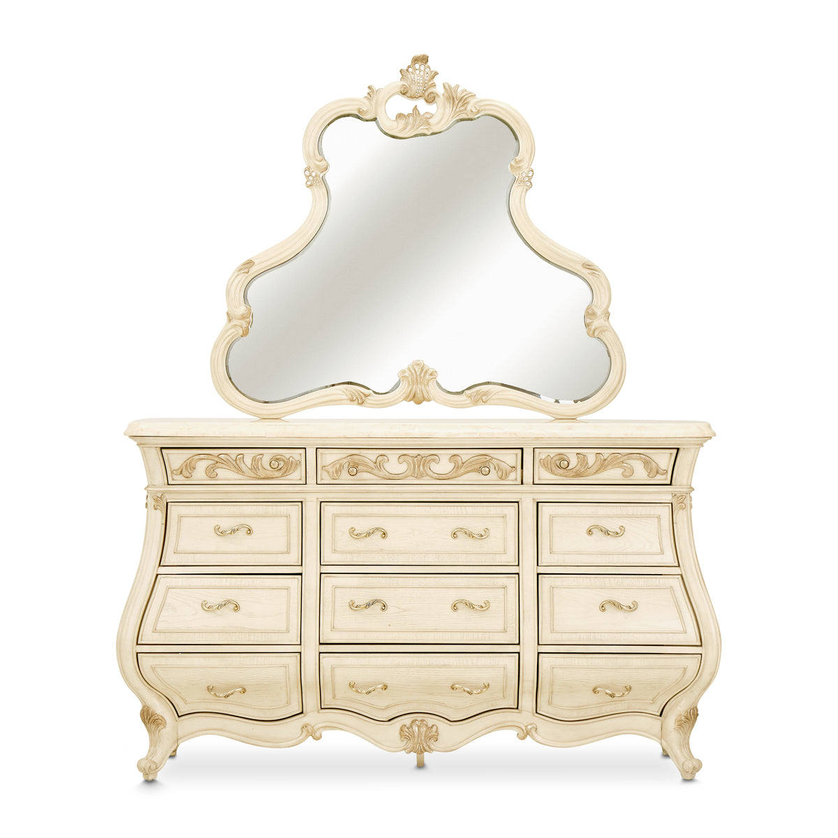 Platine de Royale Champagne Dresser with Mirror