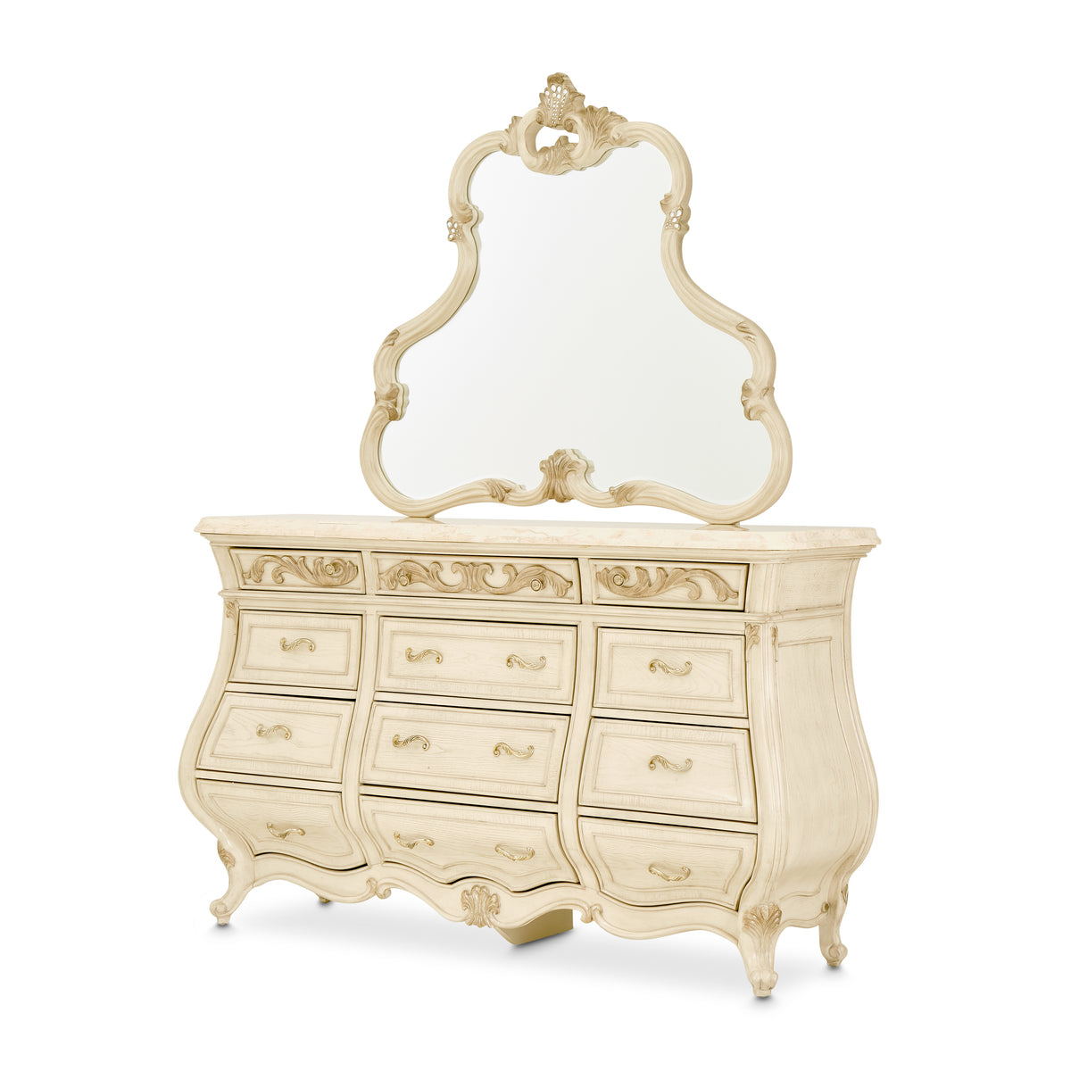 Platine de Royale Champagne Dresser with Mirror