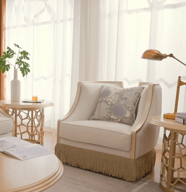 Platinum Manor Beige/Gold Trim Chair / HD-C6127 - Ornate Home