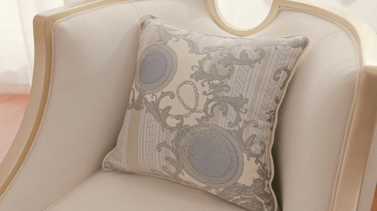 Platinum Manor Beige/Gold Trim Chair / HD-C6127 - Ornate Home