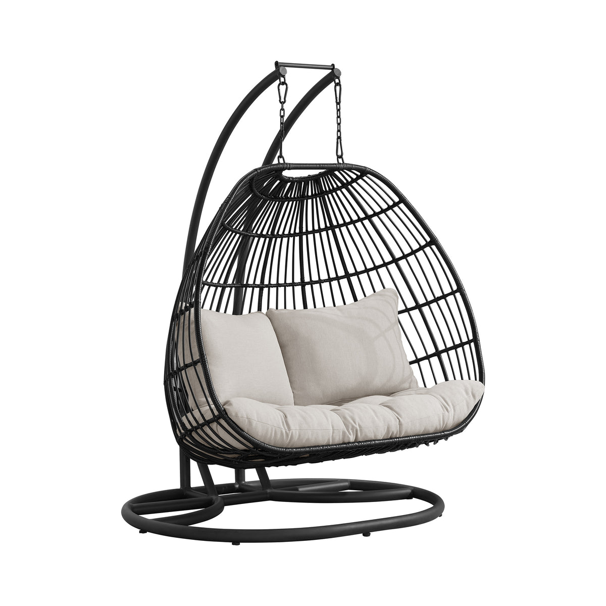 Playa Dark Grey/Olefin Beige Outdoor Double Swing Egg Chair - Ornate Home