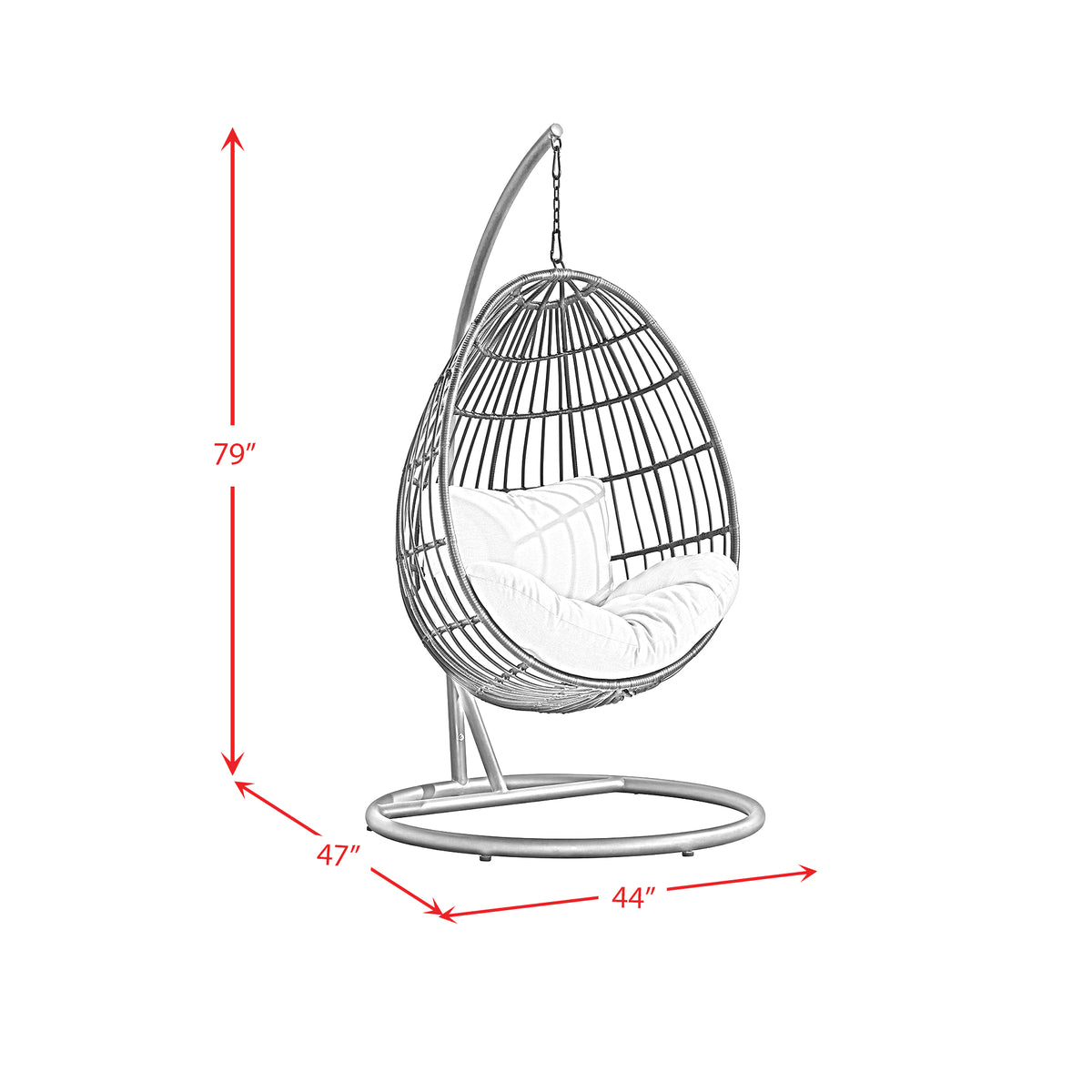 Playa Dark Grey/Olefin Beige Outdoor Swing Egg Chair with Base and Pillar - Ornate Home