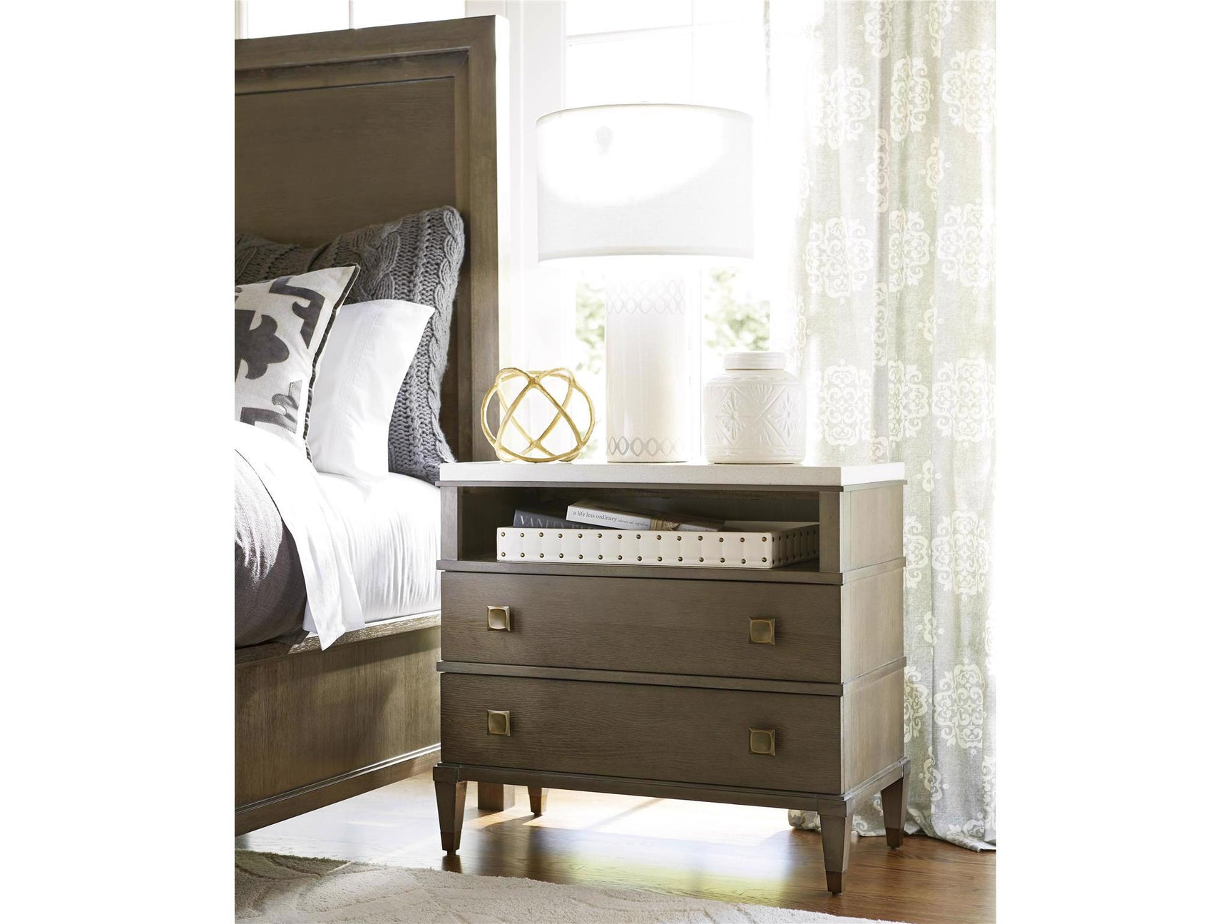 Playlist Brown/White Two Drawer Nightstand - Ornate Home