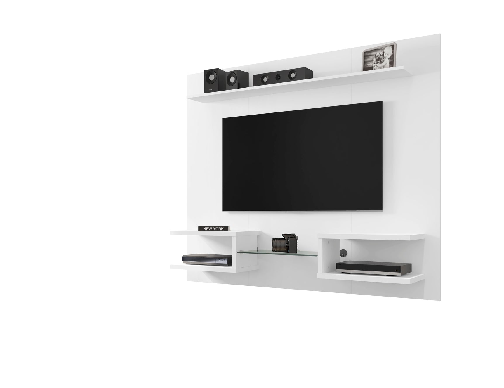 Plaza 64.25 Floating Entertainment Center in White - Ornate Home