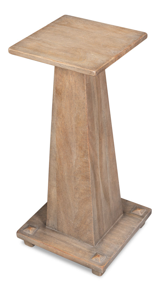 Plinth Natural Reclaimed Wood Pedestal End Table - Ornate Home