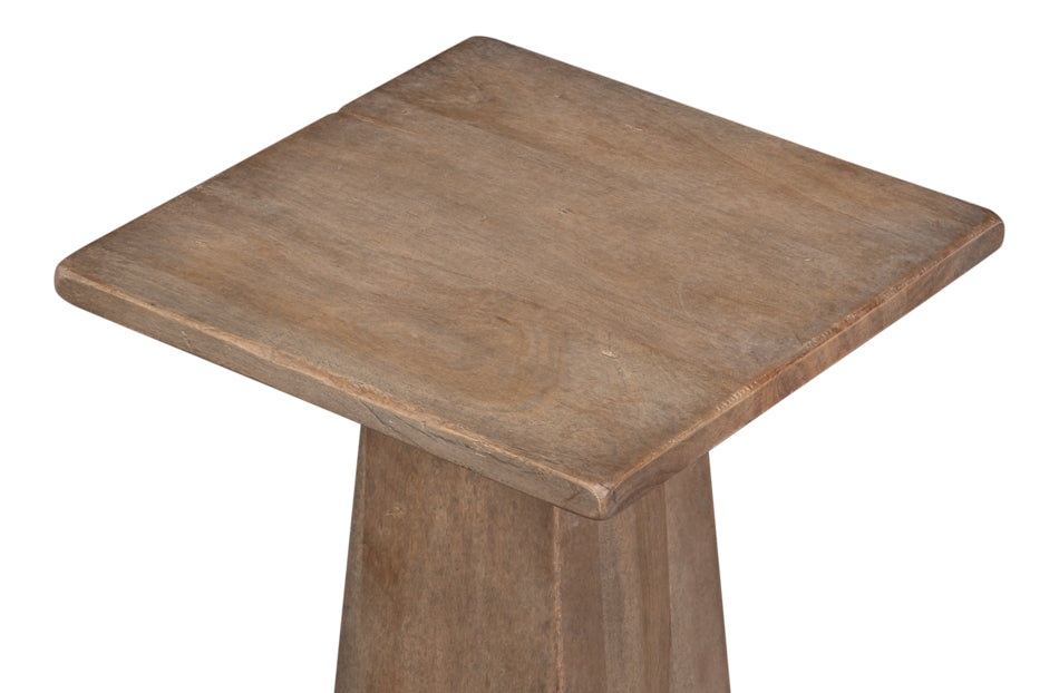 Plinth Natural Reclaimed Wood Pedestal End Table - Ornate Home