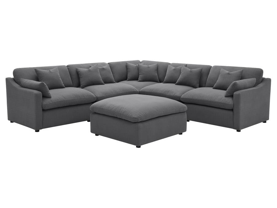 Pluma Charcoal 6-piece Upholstered Modular Sectional Sofa - Ornate Home
