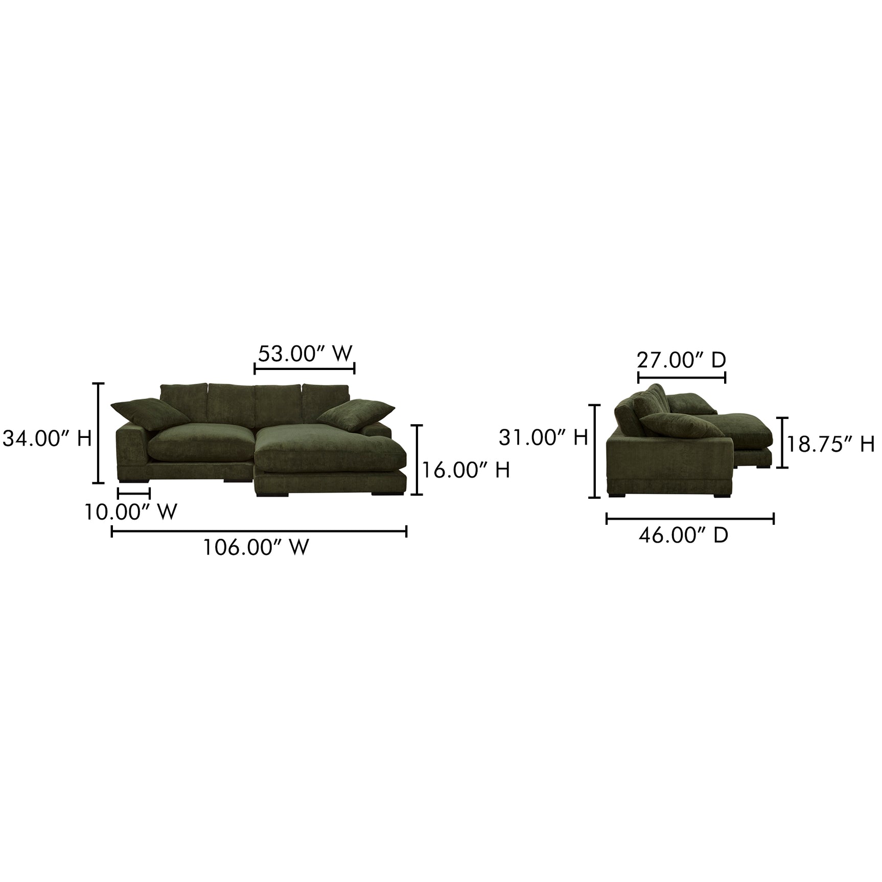 Plunge Dark Green Sectional - Ornate Home