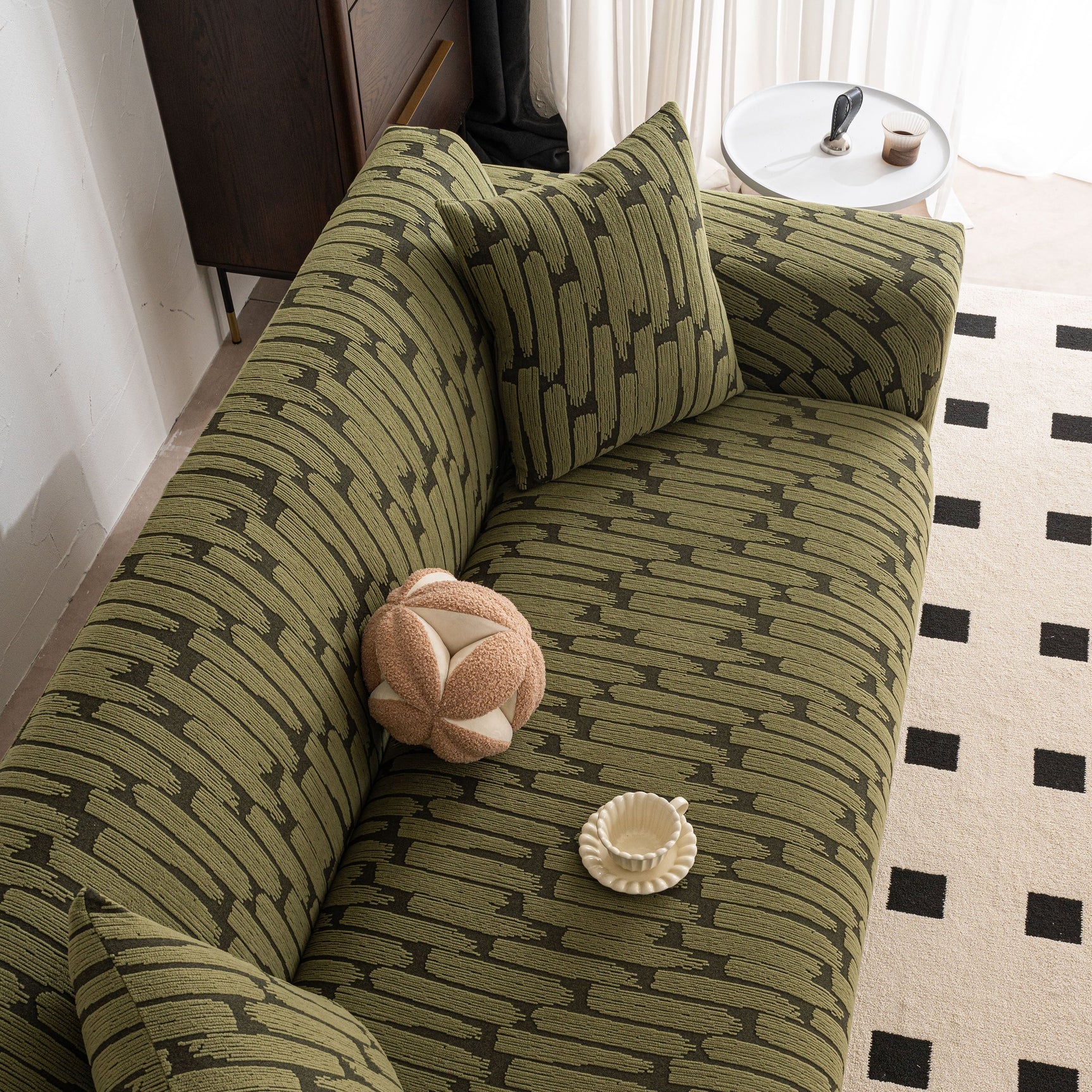 Plush Fleece Stretch Sofa Cover, Super Soft Textured Geometric Couch Slipcover - Ornate Home