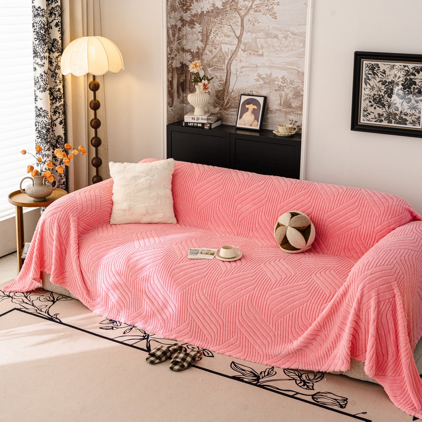 Plush Fleece Washable Sofa Throw Blanket, Soft & Cozy Furniture Protector for Couch - Ornate Home