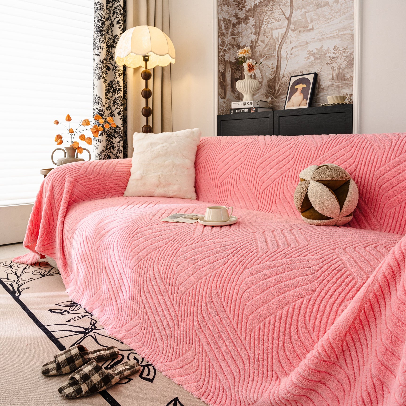 Plush Fleece Washable Sofa Throw Blanket, Soft & Cozy Furniture Protector for Couch - Ornate Home