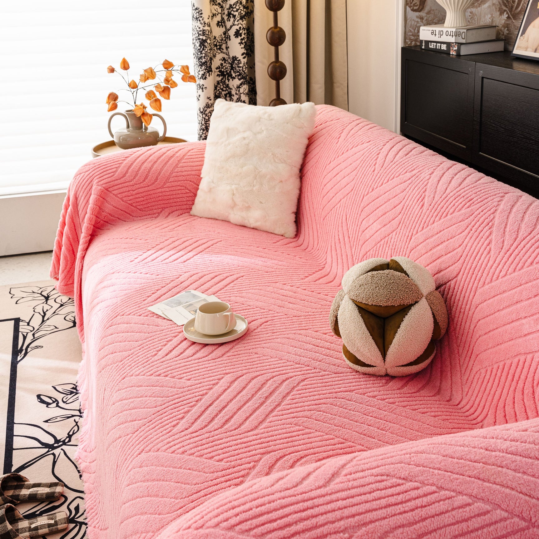 Plush Fleece Washable Sofa Throw Blanket, Soft & Cozy Furniture Protector for Couch - Ornate Home