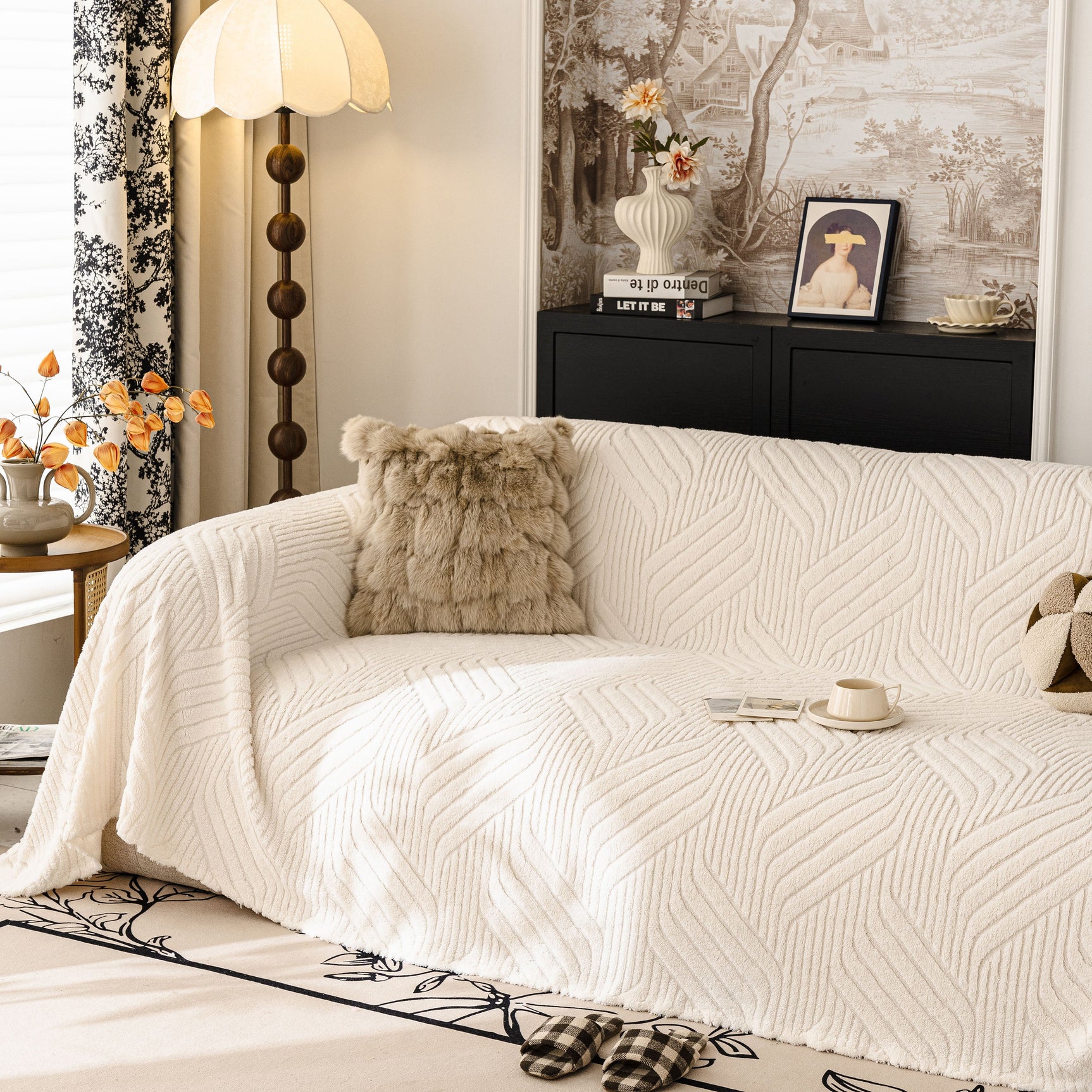 Plush Fleece Washable Sofa Throw Blanket, Soft & Cozy Furniture Protector for Couch - Ornate Home