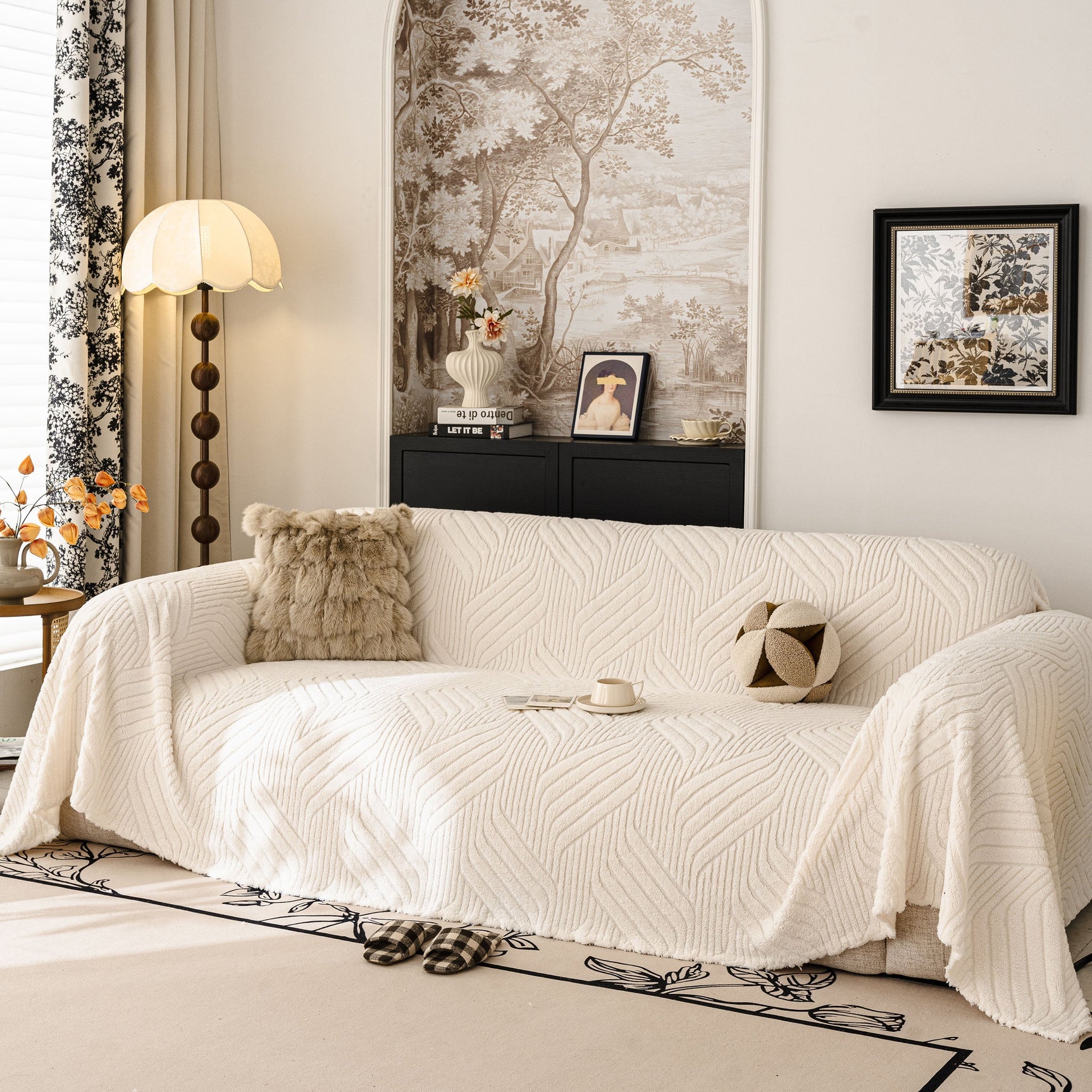 Plush Fleece Washable Sofa Throw Blanket, Soft & Cozy Furniture Protector for Couch - Ornate Home