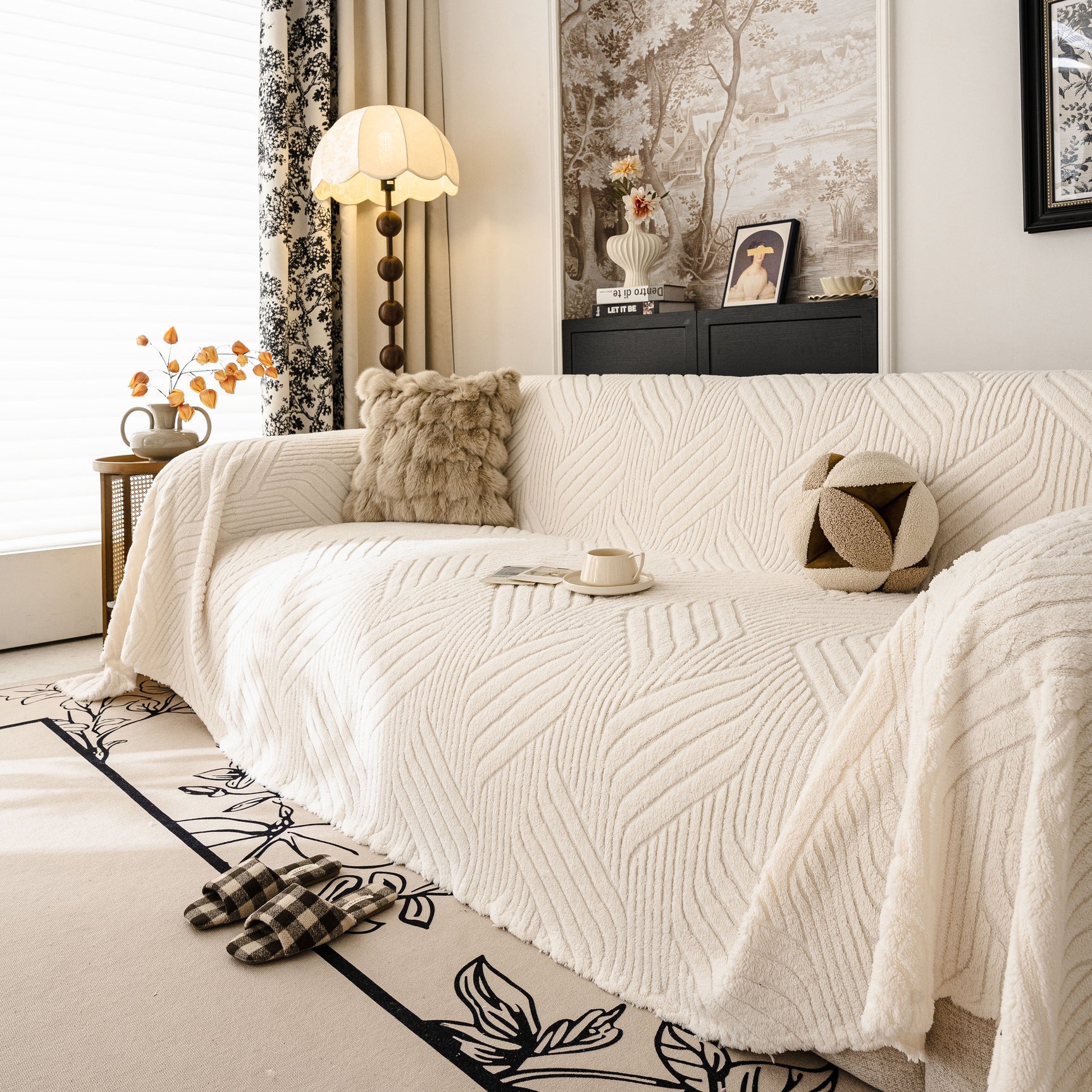 Plush Fleece Washable Sofa Throw Blanket, Soft & Cozy Furniture Protector for Couch - Ornate Home