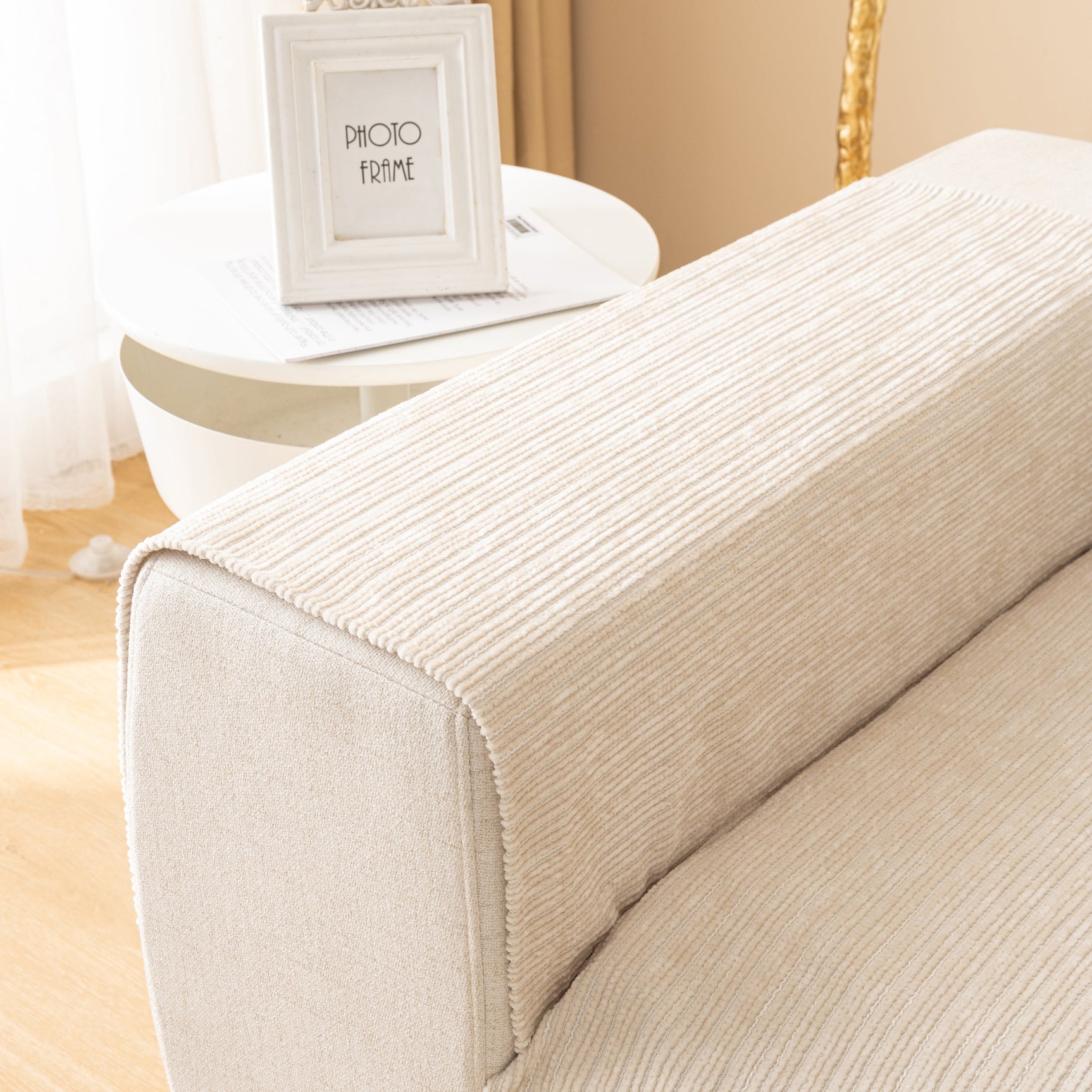Plush Solid Color Striped L-Shaped Sofa Slipcovers, Washable Non-Slip Textured Furniture Covers - Ornate Home