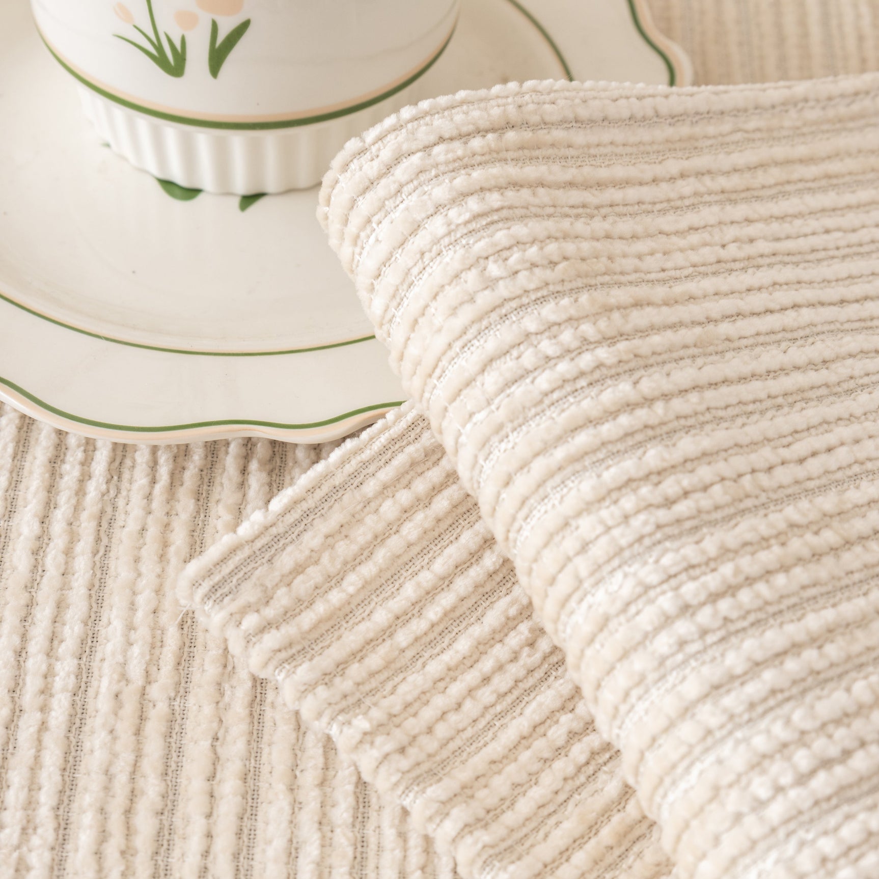 Plush Solid Color Striped L-Shaped Sofa Slipcovers, Washable Non-Slip Textured Furniture Covers - Ornate Home