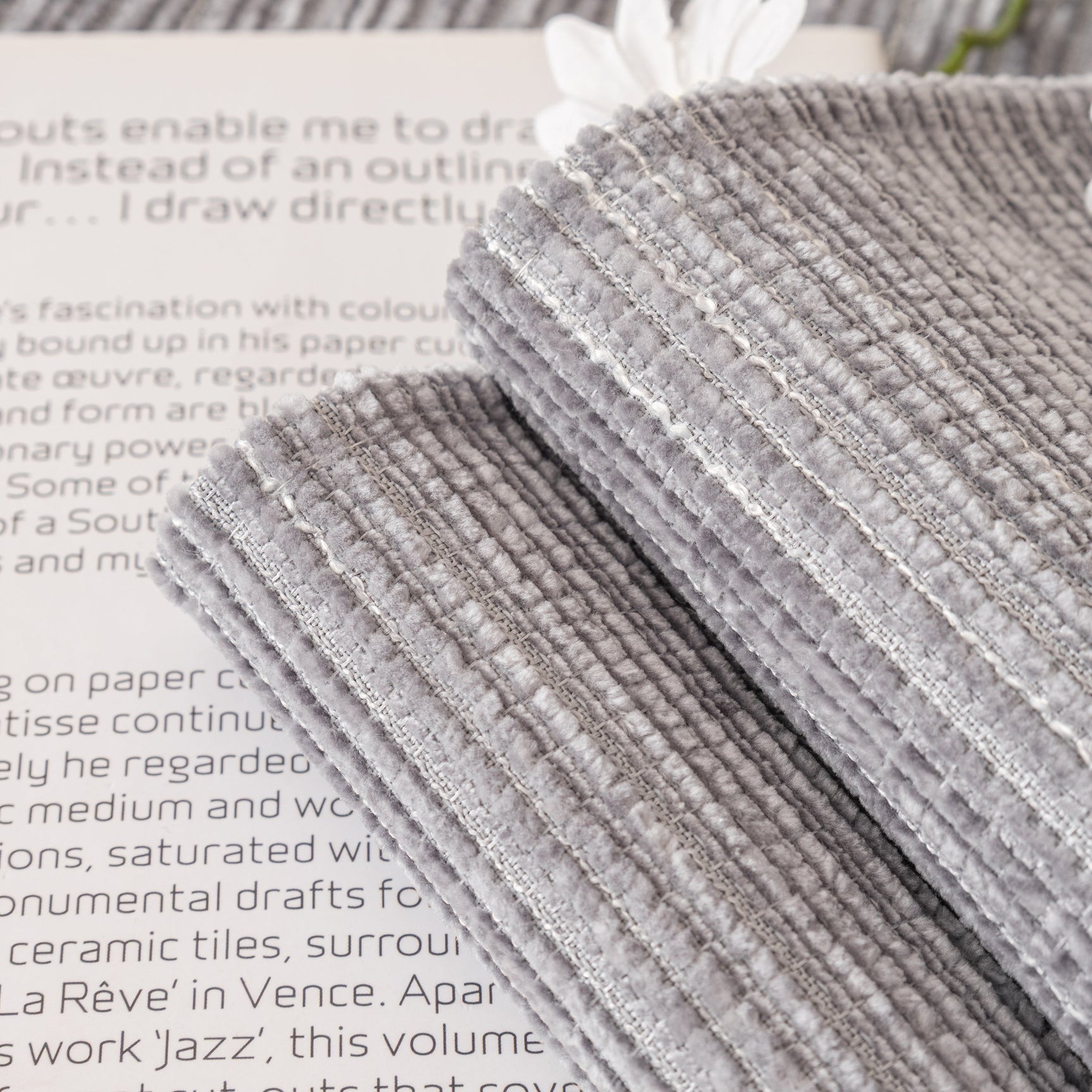 Plush Solid Color Striped L-Shaped Sofa Slipcovers, Washable Non-Slip Textured Furniture Covers - Ornate Home
