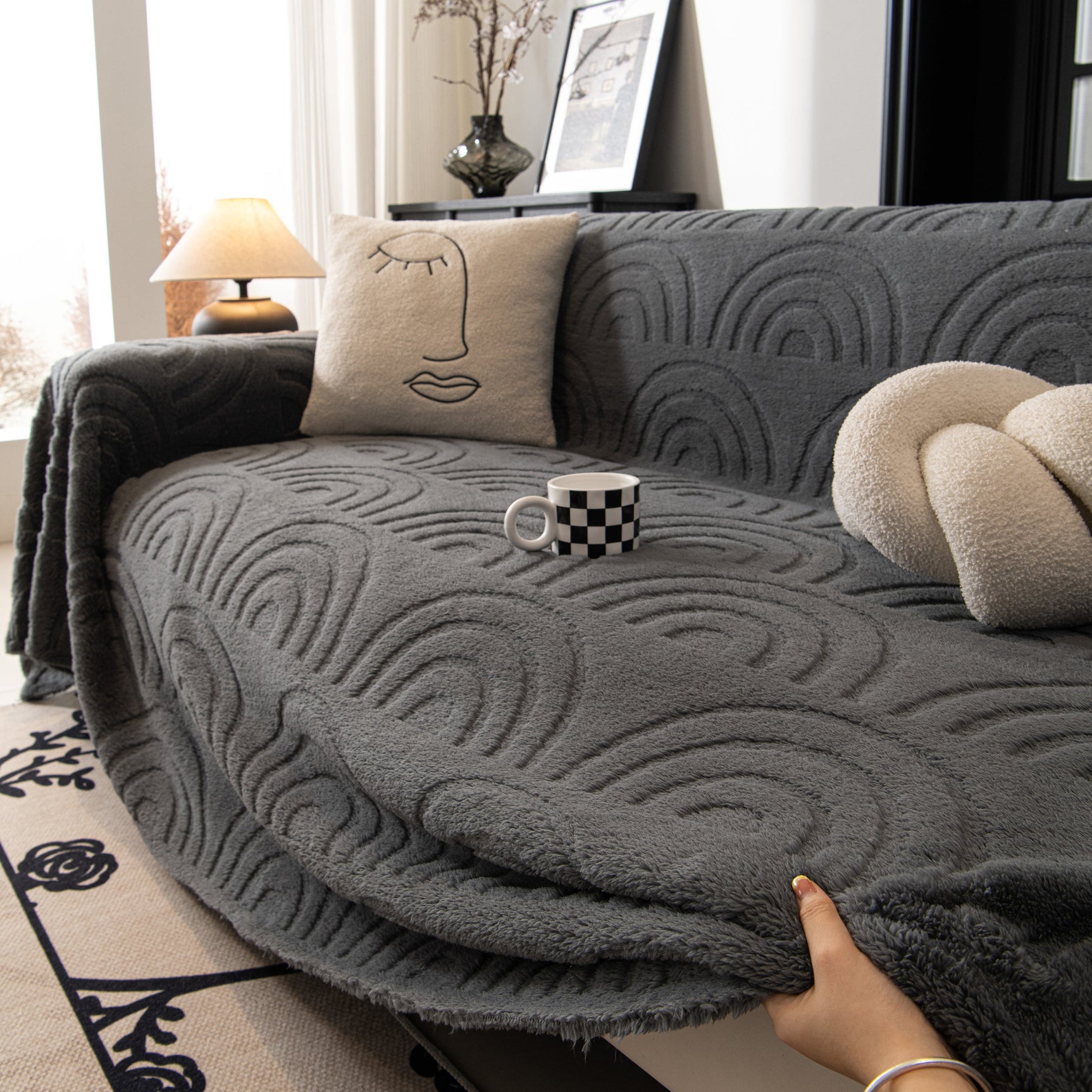 Plush Warm Decor Couch Cover Soft Jacquard Fleece Throw Blankets for Bed Couch Sofa Chair - Ornate Home