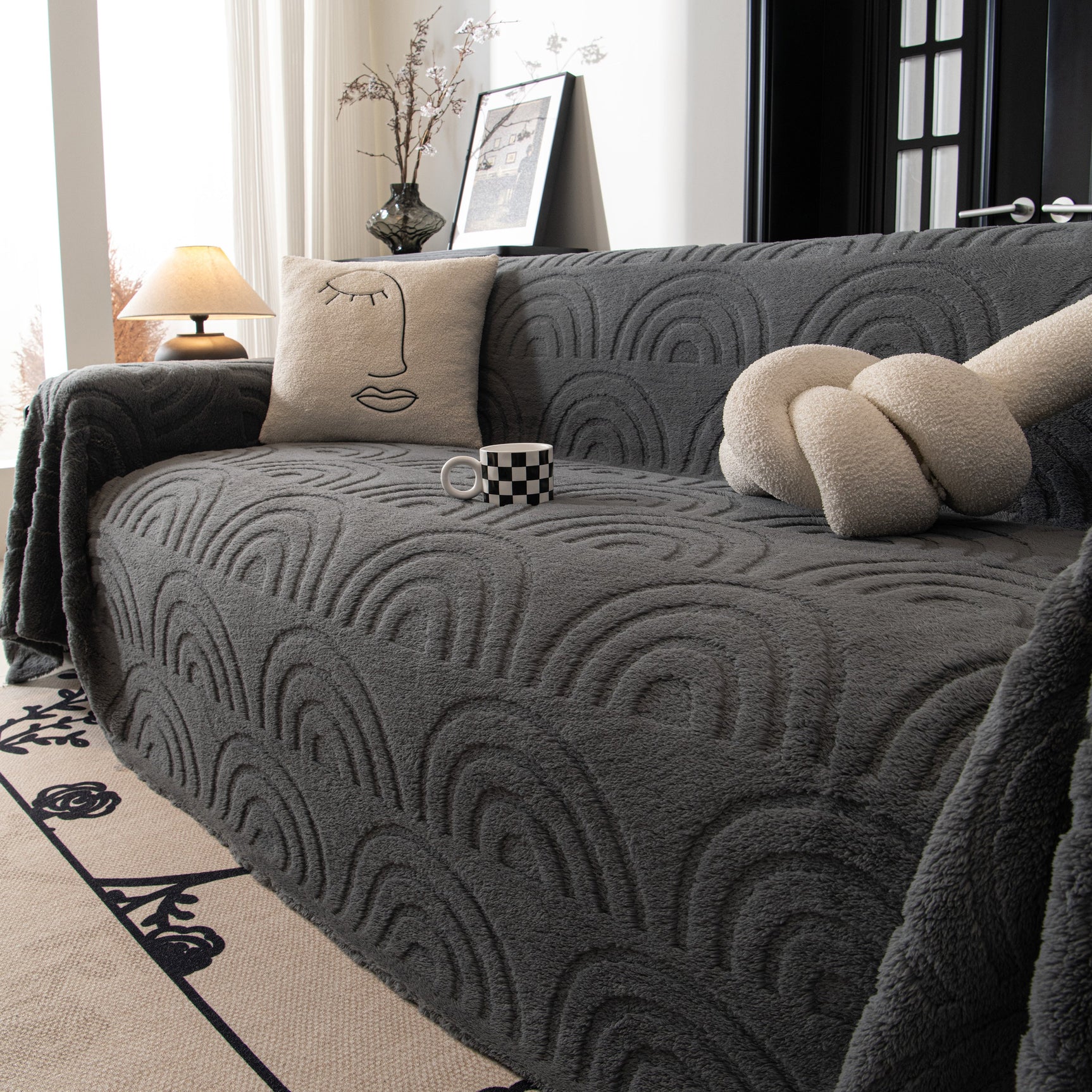 Plush Warm Decor Couch Cover Soft Jacquard Fleece Throw Blankets for Bed Couch Sofa Chair - Ornate Home
