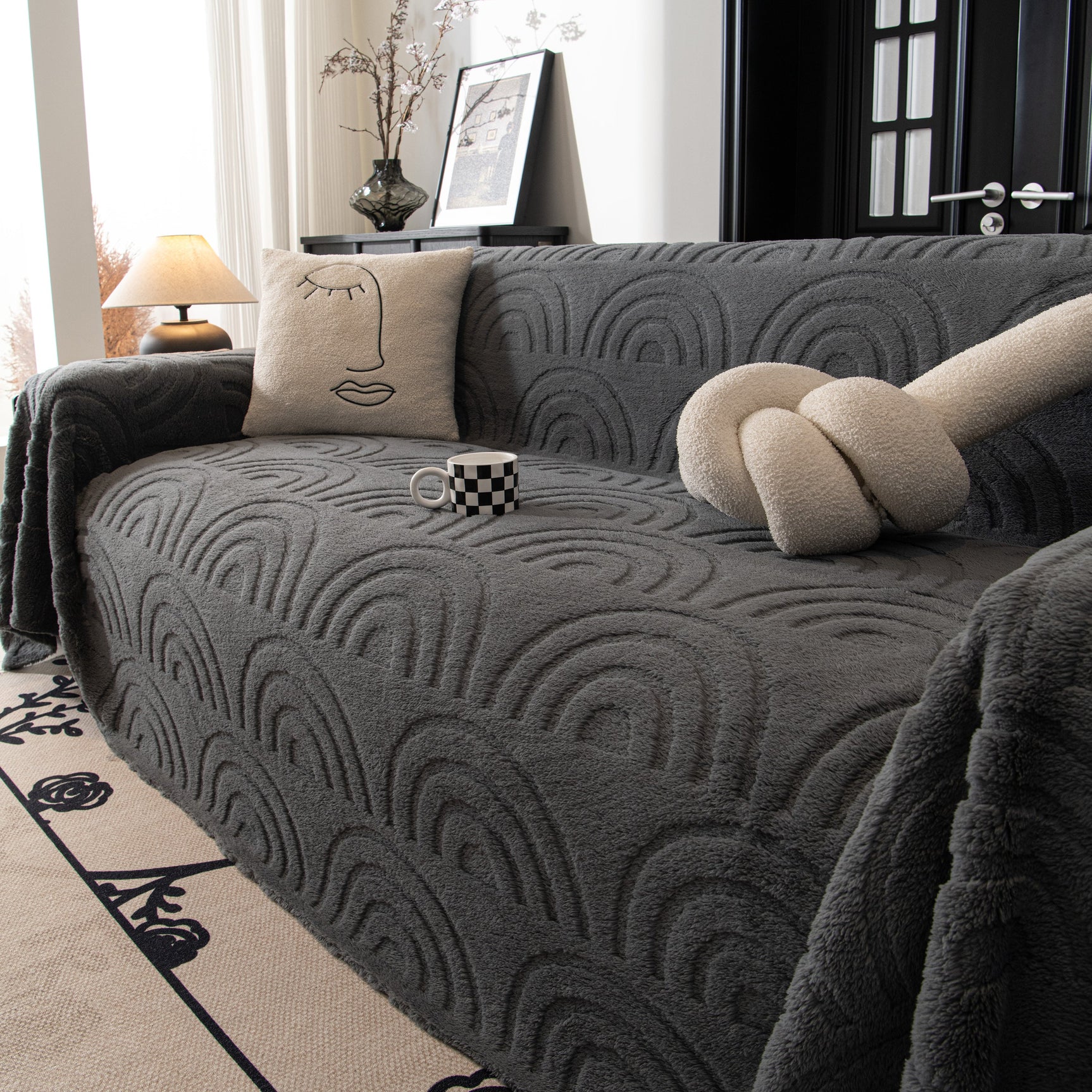 Plush Warm Decor Couch Cover Soft Jacquard Fleece Throw Blankets for Bed Couch Sofa Chair - Ornate Home