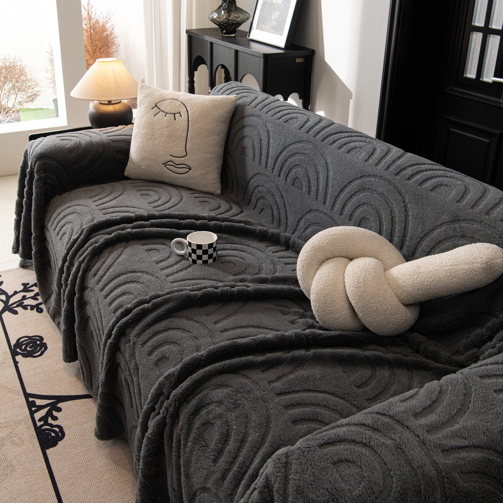 Plush Warm Decor Couch Cover Soft Jacquard Fleece Throw Blankets for Bed Couch Sofa Chair - Ornate Home