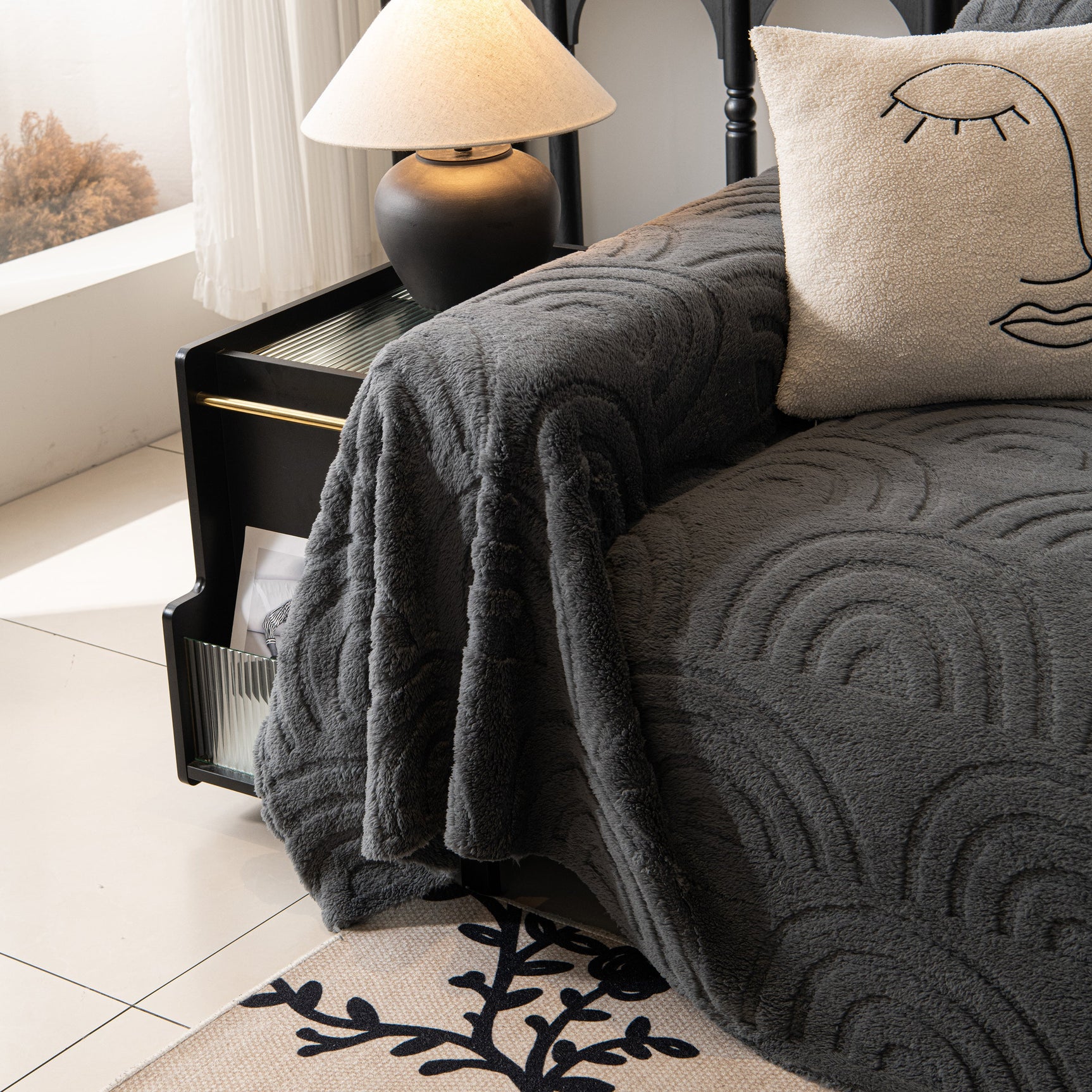 Plush Warm Decor Couch Cover Soft Jacquard Fleece Throw Blankets for Bed Couch Sofa Chair - Ornate Home