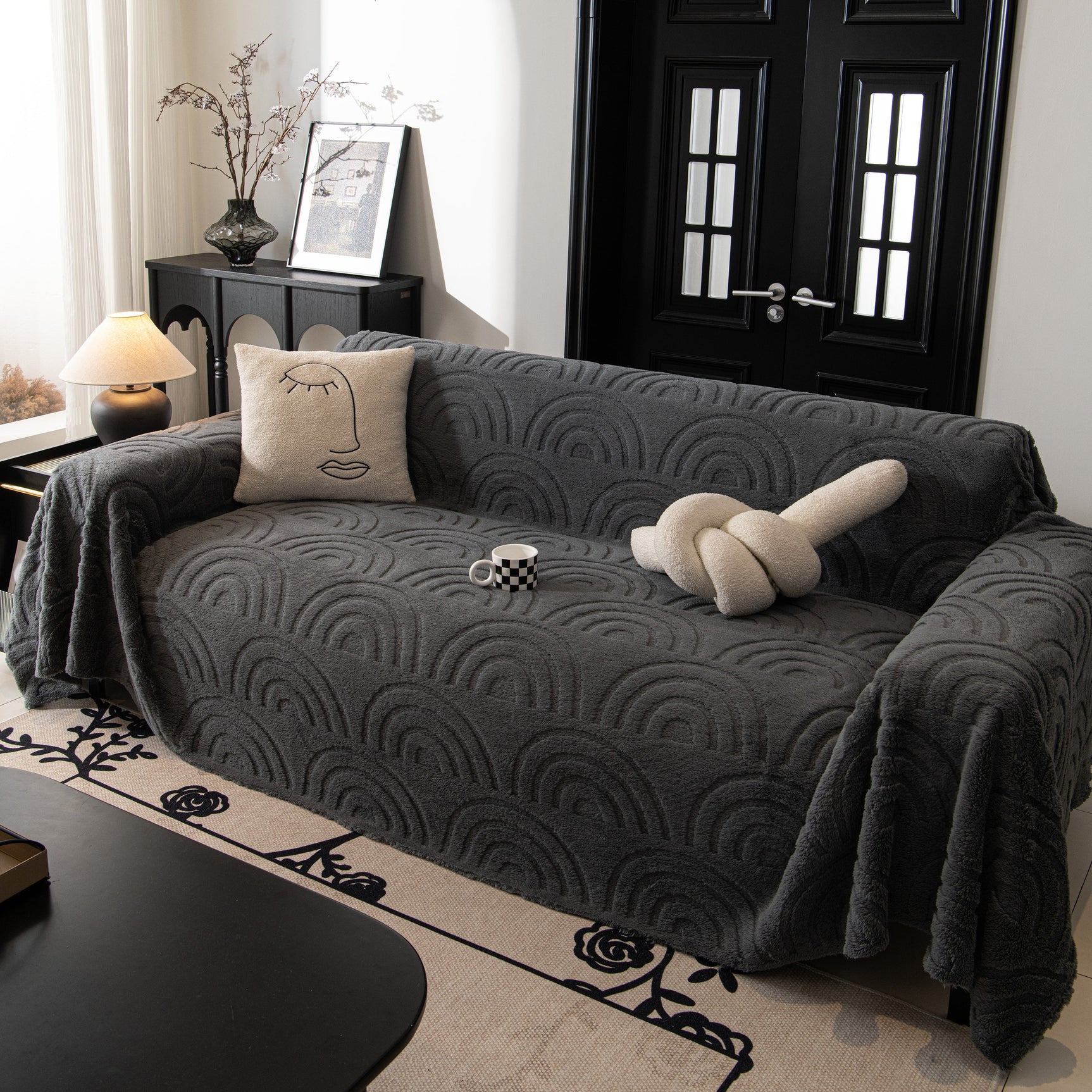 Plush Warm Decor Couch Cover Soft Jacquard Fleece Throw Blankets for Bed Couch Sofa Chair - Ornate Home