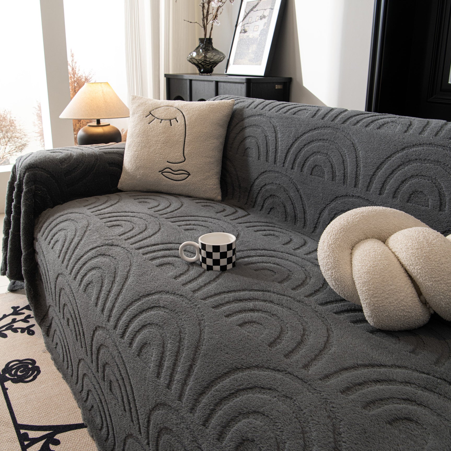 Plush Warm Decor Couch Cover Soft Jacquard Fleece Throw Blankets for Bed Couch Sofa Chair - Ornate Home