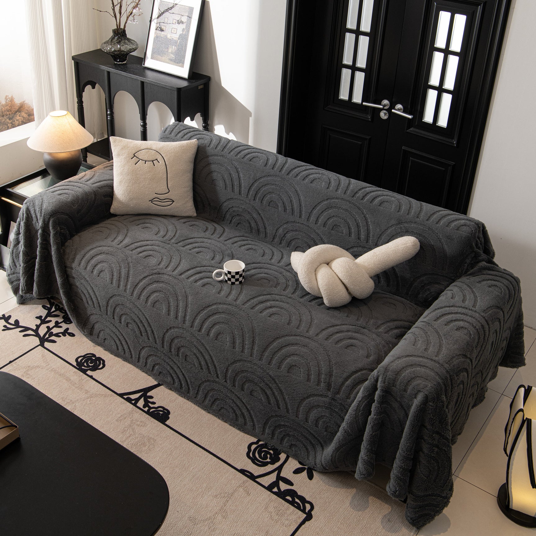 Plush Warm Decor Couch Cover Soft Jacquard Fleece Throw Blankets for Bed Couch Sofa Chair - Ornate Home