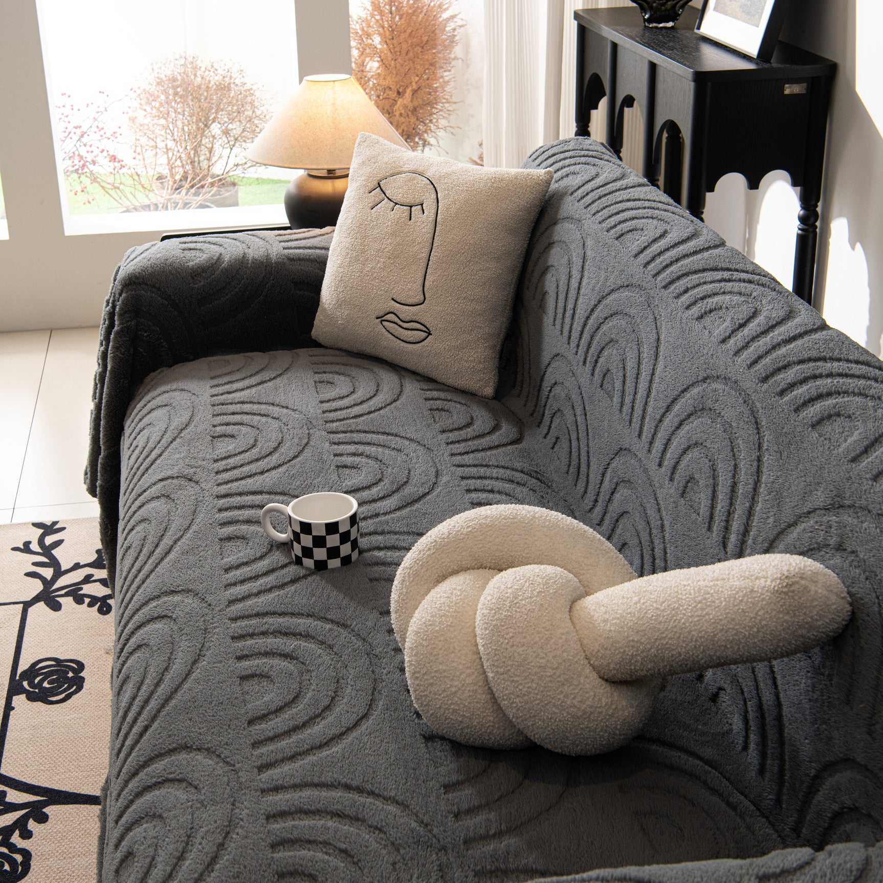 Plush Warm Decor Couch Cover Soft Jacquard Fleece Throw Blankets for Bed Couch Sofa Chair - Ornate Home