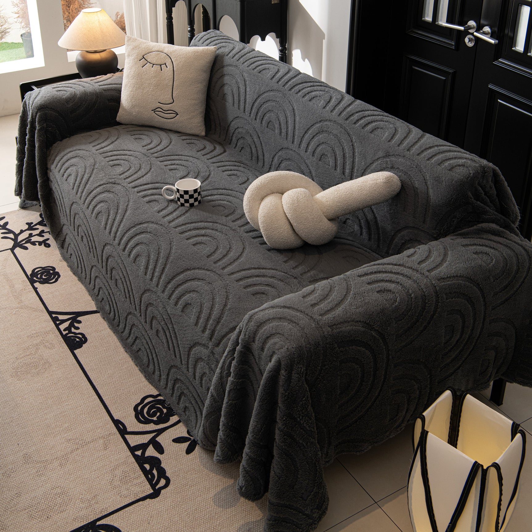Plush Warm Decor Couch Cover Soft Jacquard Fleece Throw Blankets for Bed Couch Sofa Chair - Ornate Home