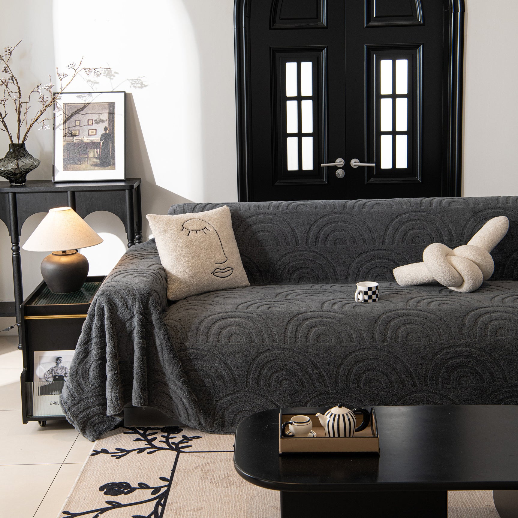 Plush Warm Decor Couch Cover Soft Jacquard Fleece Throw Blankets for Bed Couch Sofa Chair - Ornate Home