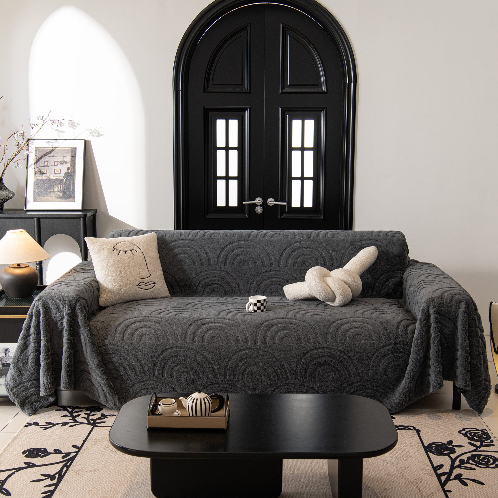 Plush Warm Decor Couch Cover Soft Jacquard Fleece Throw Blankets for Bed Couch Sofa Chair - Ornate Home