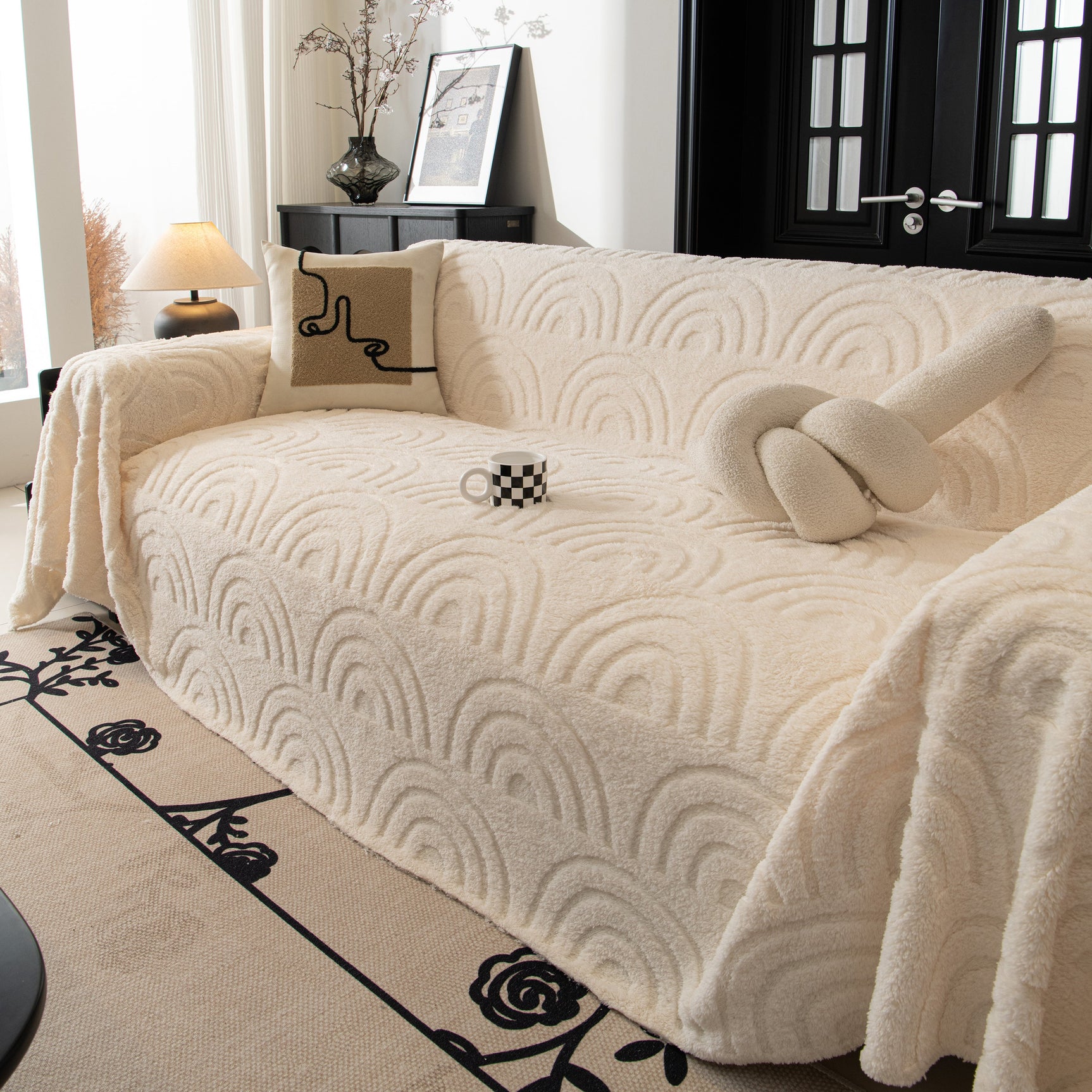 Plush Warm Decor Couch Cover Soft Jacquard Fleece Throw Blankets for Bed Couch Sofa Chair - Ornate Home