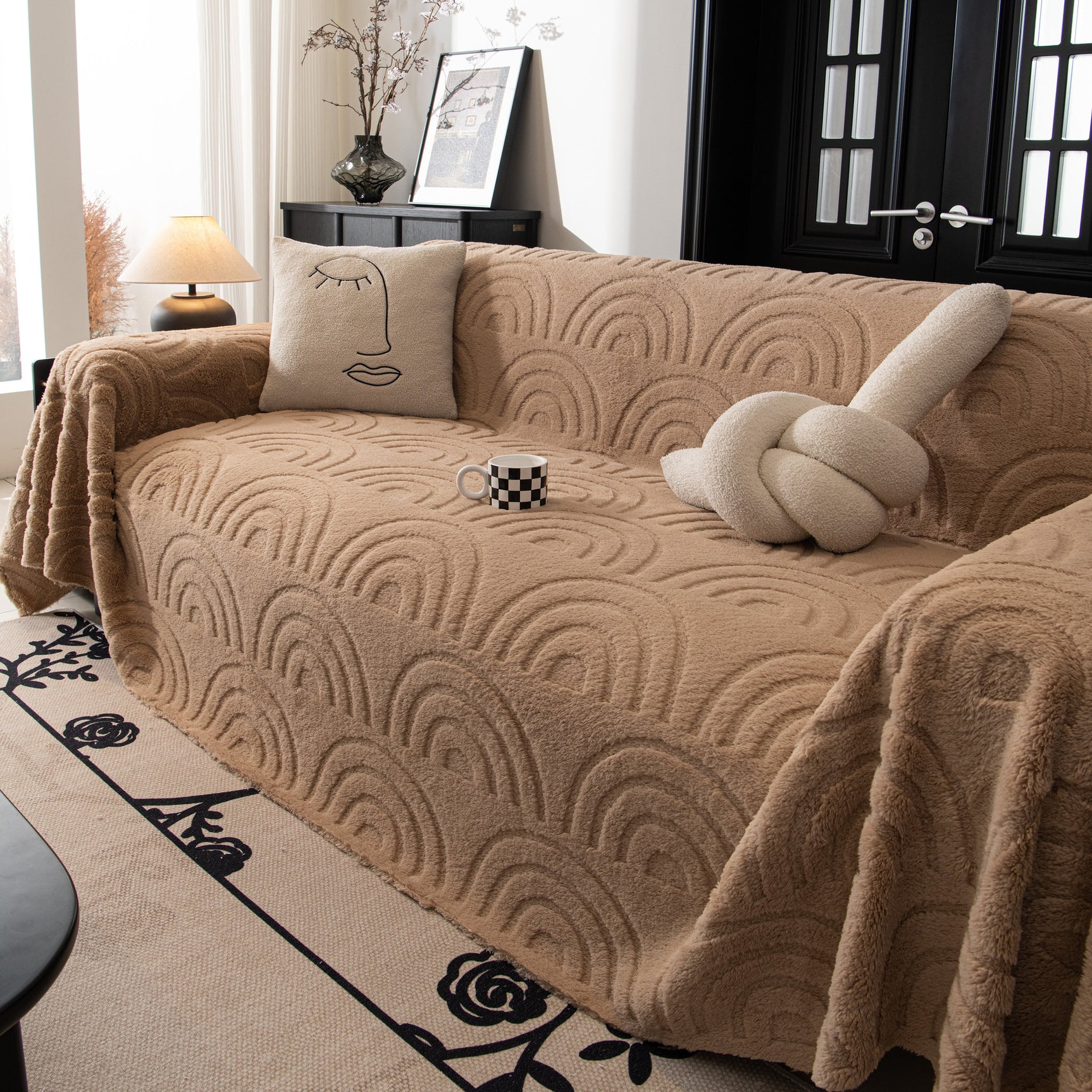 Plush Warm Decor Couch Cover Soft Jacquard Fleece Throw Blankets for Bed Couch Sofa Chair - Ornate Home