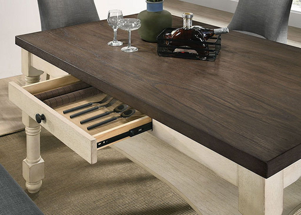 Plymouth Ivory/Dark Gray 7 Pc. Counter Height Table Set - Ornate Home