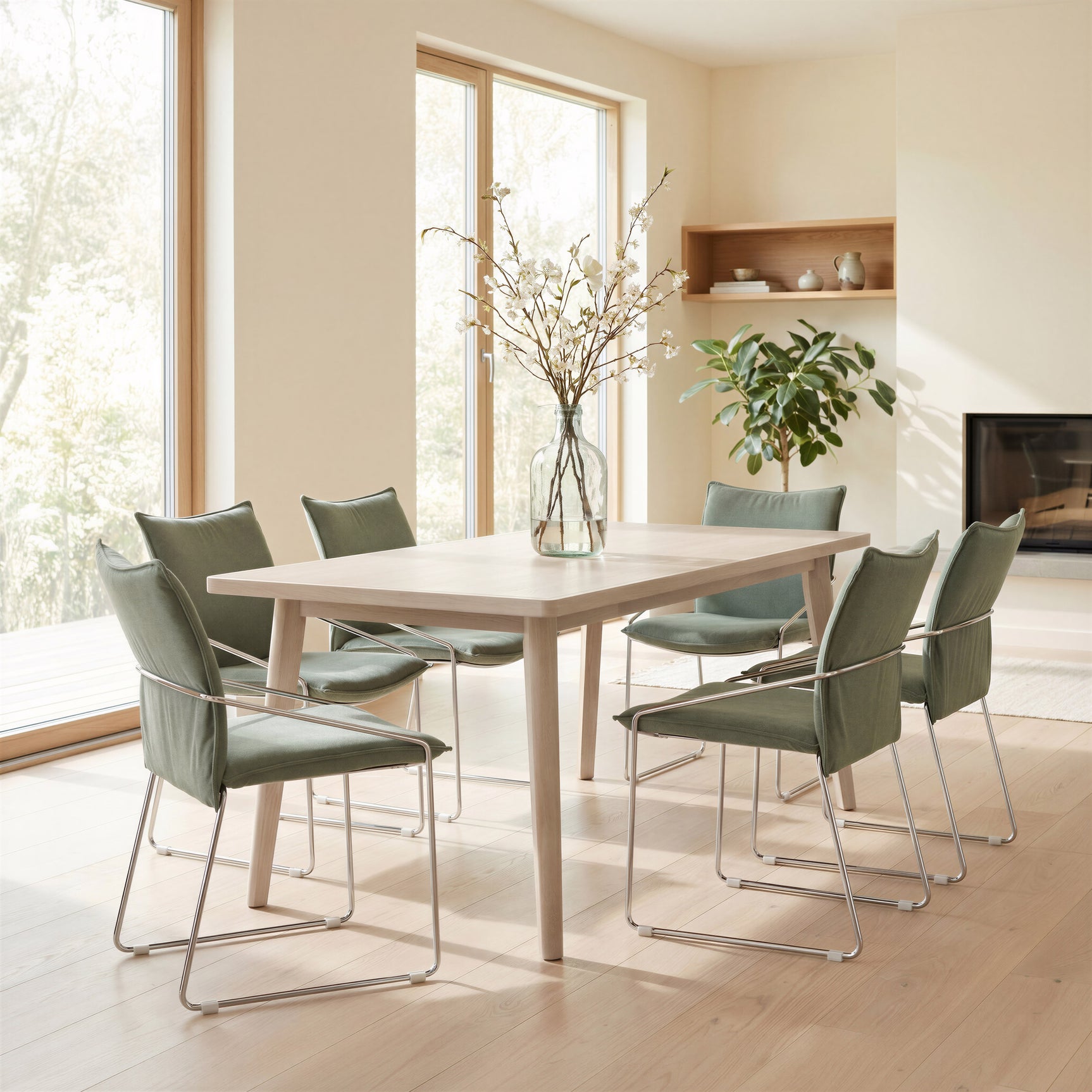 Pola Green Dining Chair (Set of 2) - Ornate Home