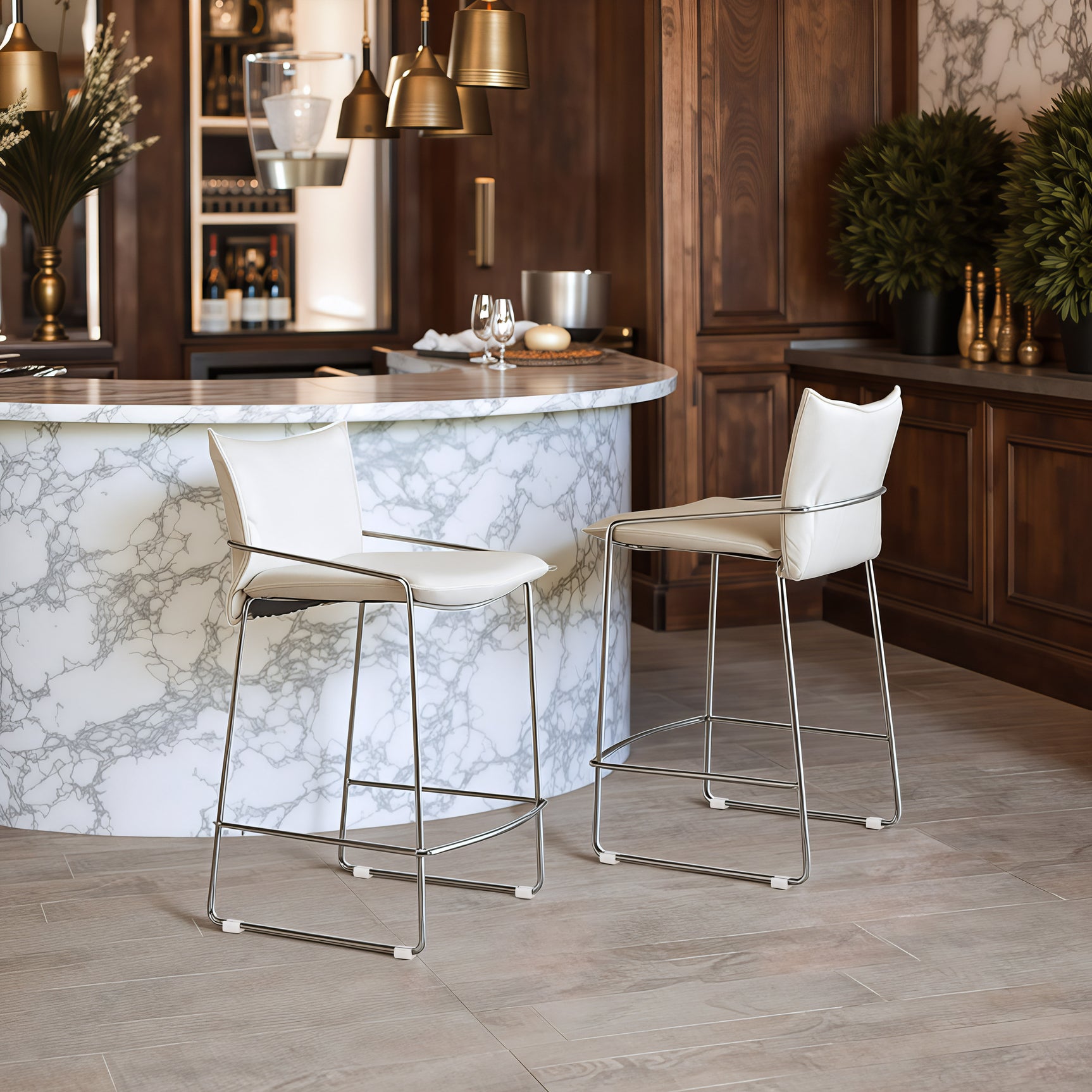 Pola White Counter Stool - Ornate Home