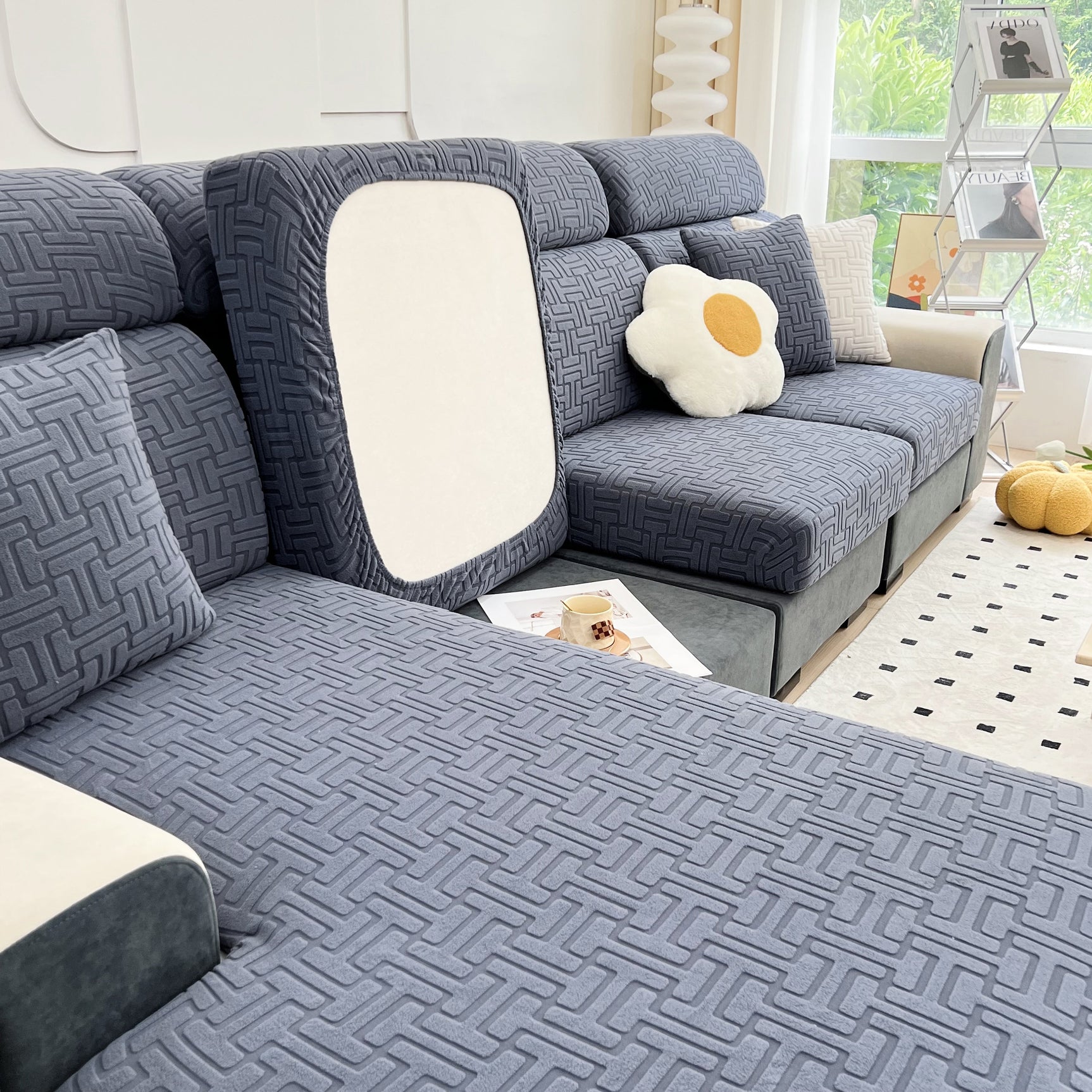 Polar Fleece Stretch Seat Cushion Covers, Couch Cushion Covers Slipcover, Sofa Cushion Protector Covers - Ornate Home