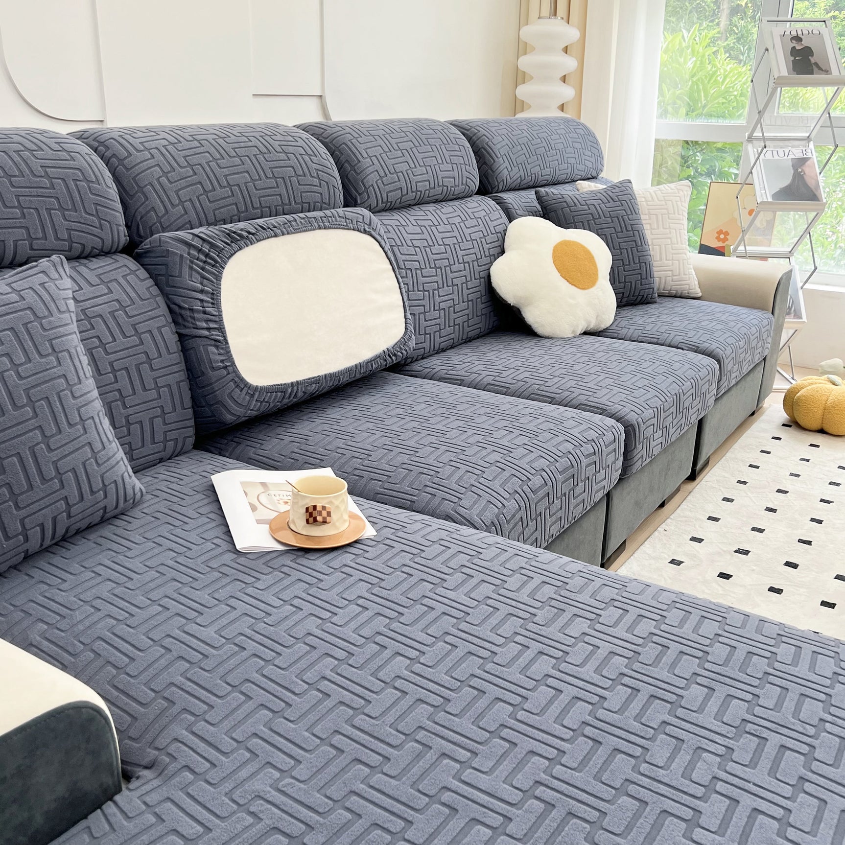 Polar Fleece Stretch Seat Cushion Covers, Couch Cushion Covers Slipcover, Sofa Cushion Protector Covers - Ornate Home