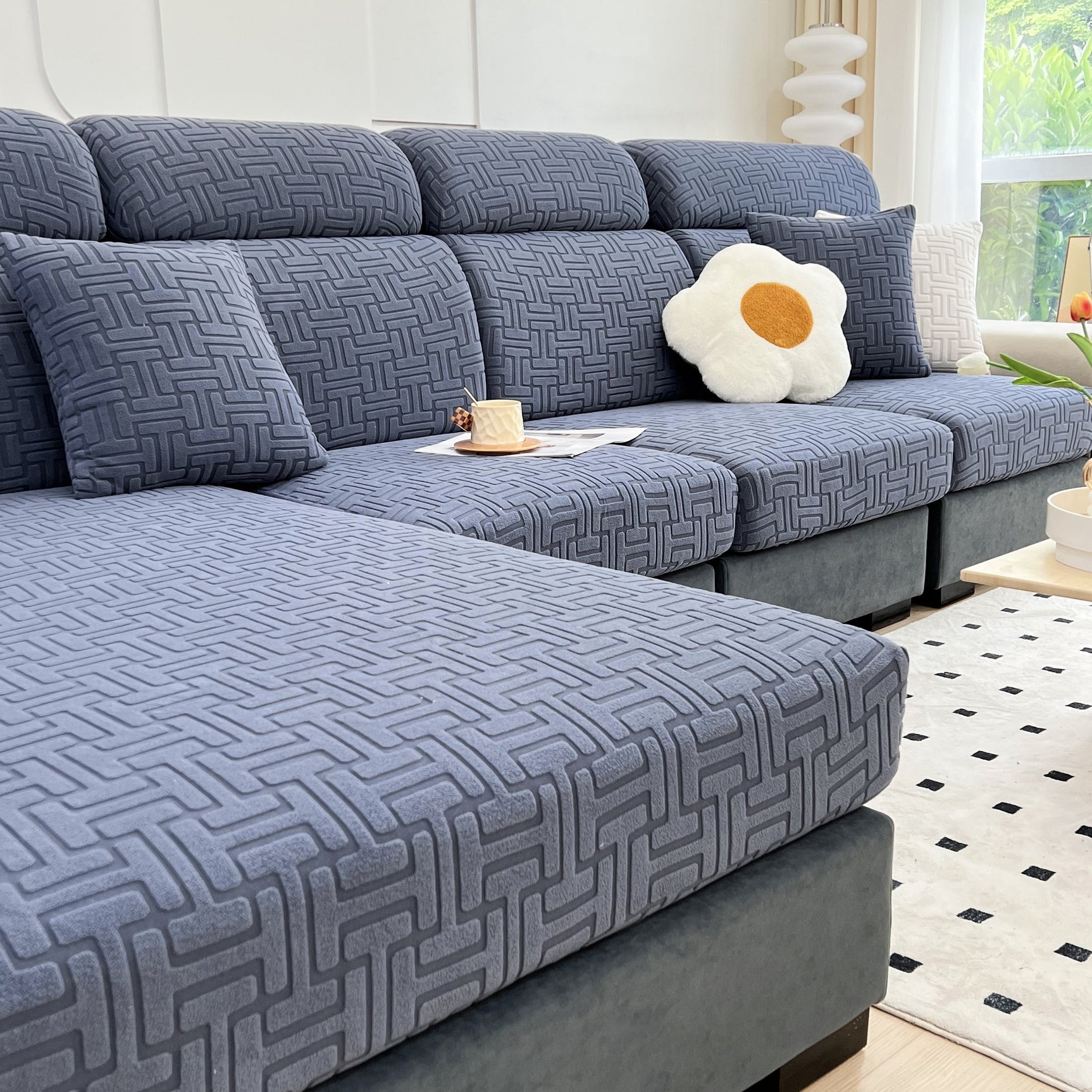 Polar Fleece Stretch Seat Cushion Covers, Couch Cushion Covers Slipcover, Sofa Cushion Protector Covers - Ornate Home