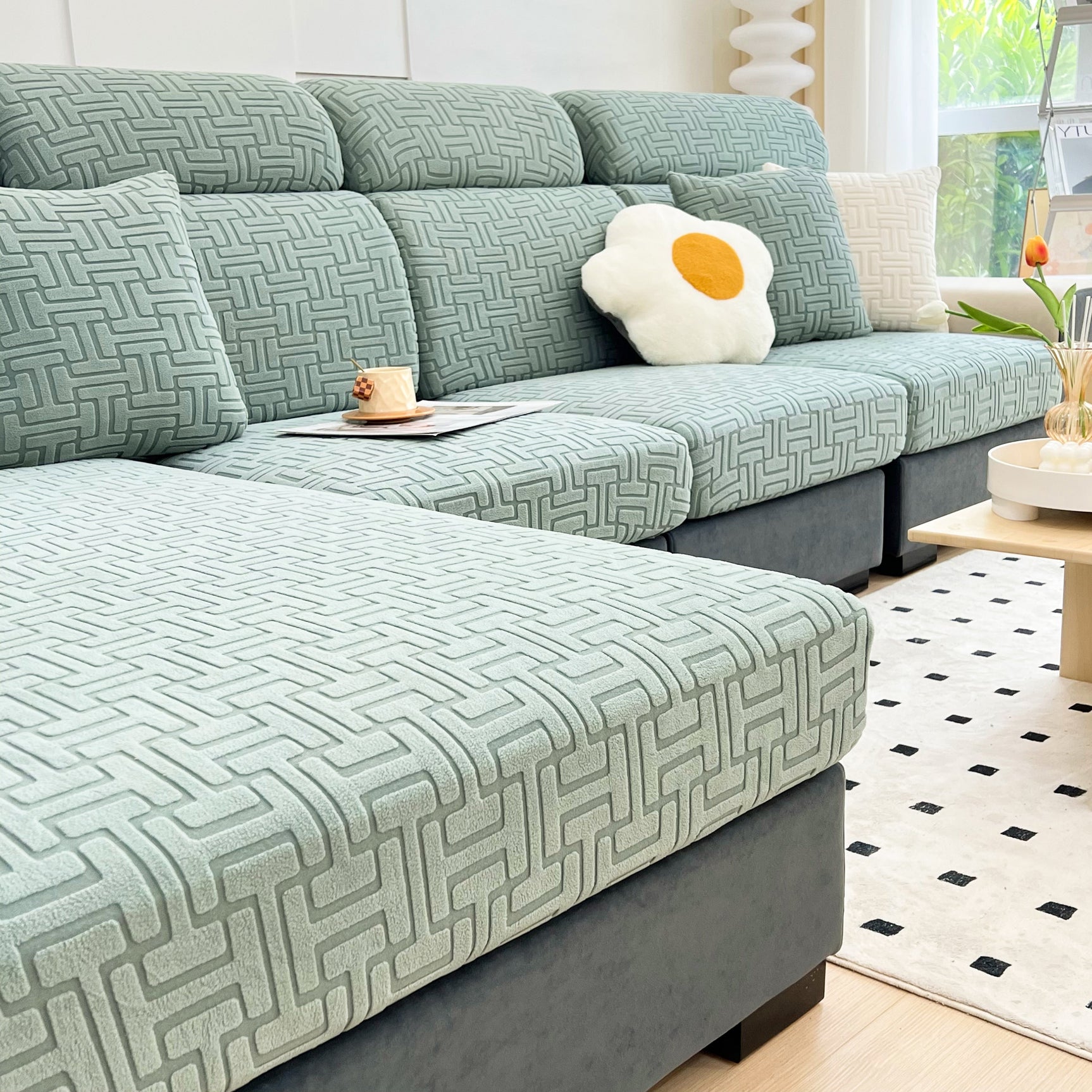 Polar Fleece Stretch Seat Cushion Covers, Couch Cushion Covers Slipcover, Sofa Cushion Protector Covers - Ornate Home