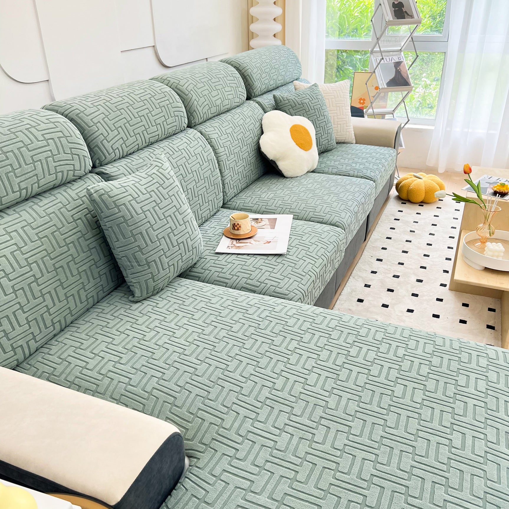 Polar Fleece Stretch Seat Cushion Covers, Couch Cushion Covers Slipcover, Sofa Cushion Protector Covers - Ornate Home