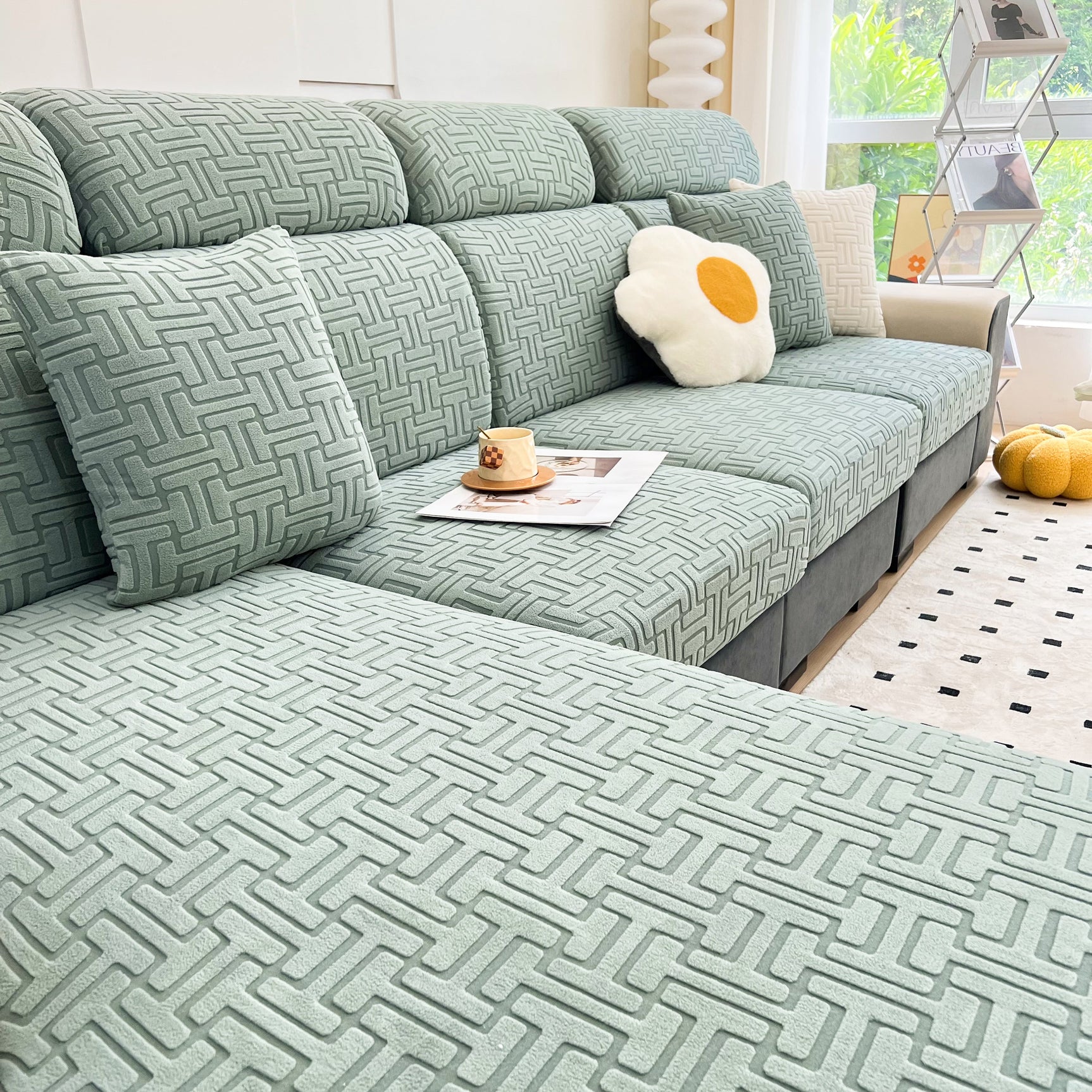Polar Fleece Stretch Seat Cushion Covers, Couch Cushion Covers Slipcover, Sofa Cushion Protector Covers - Ornate Home