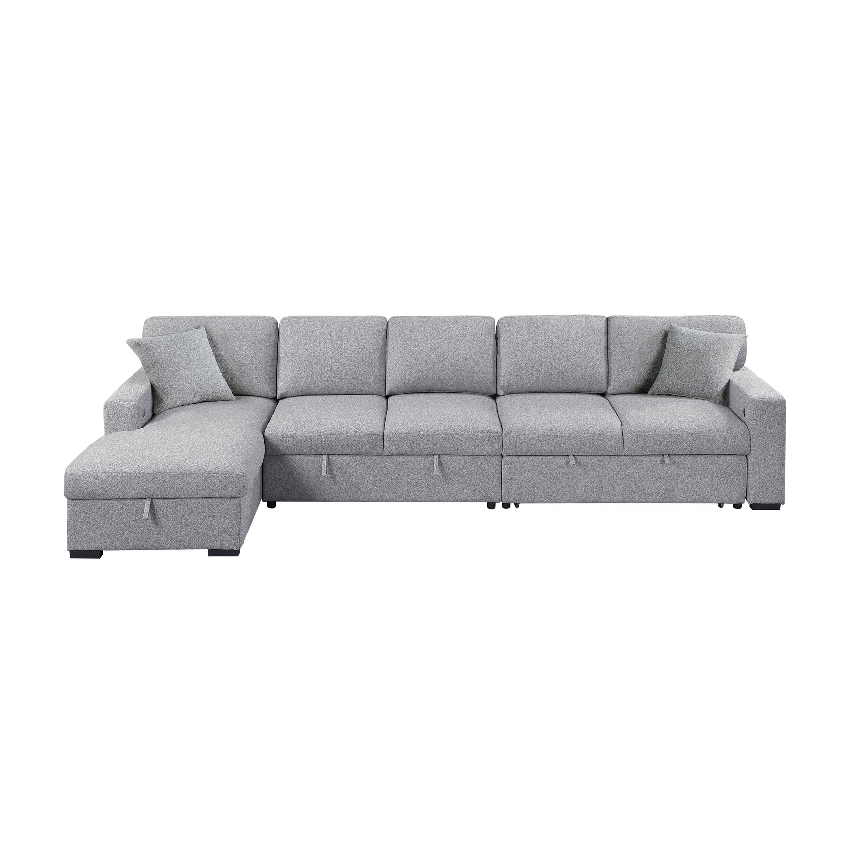 Pompano Gray Sectional with Left Chaise and Pull-out Bed (L Shape) - Ornate Home