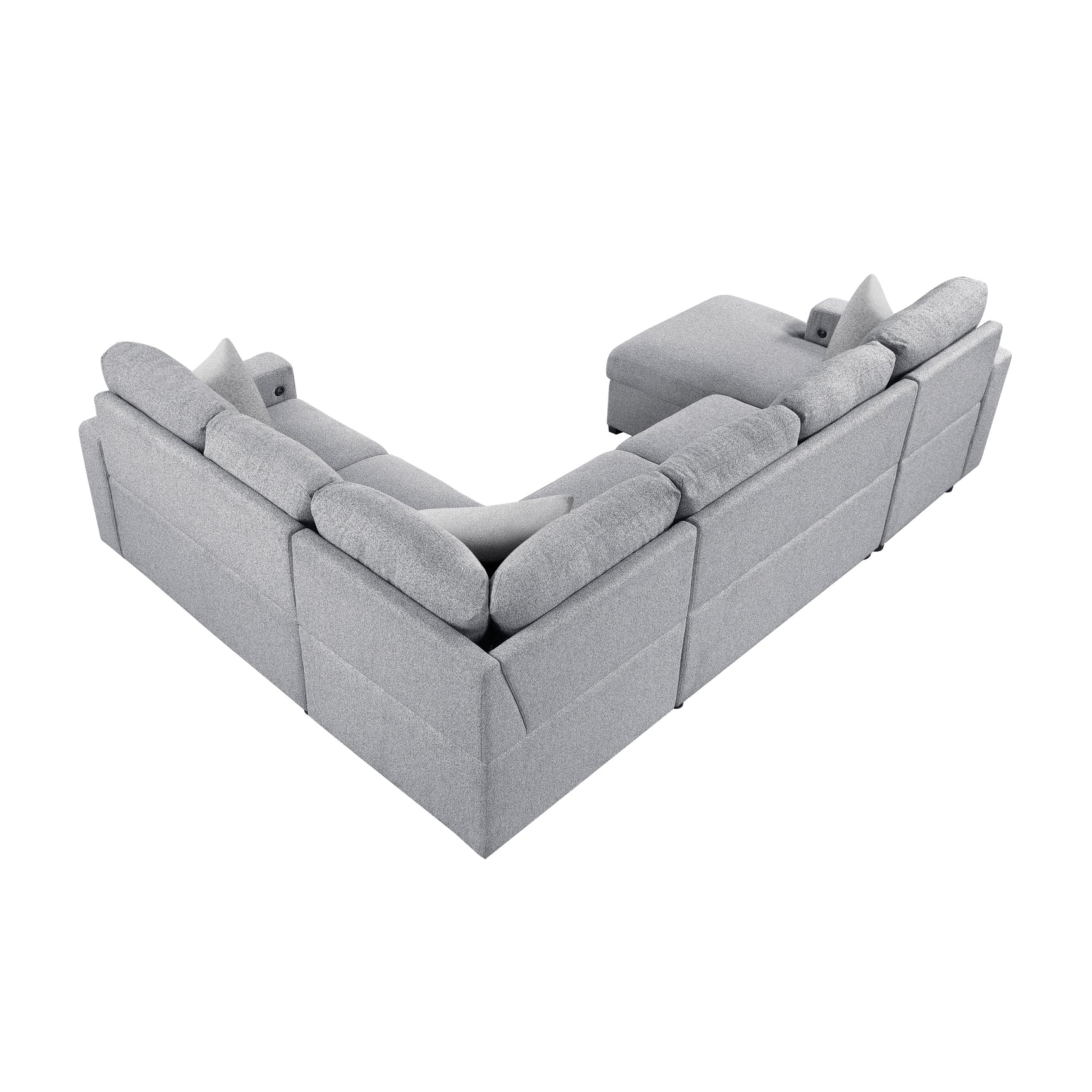 Pompano Gray Sectional with Left Chaise and Pull-out Bed (U Shape) - Ornate Home