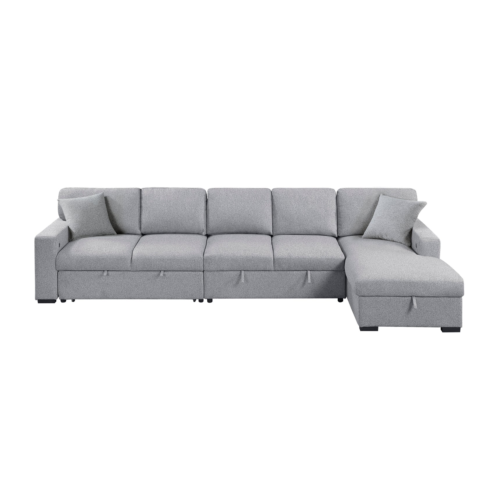 Pompano Gray Sectional with Right Chaise and Pull-out Bed (L Shape) - Ornate Home